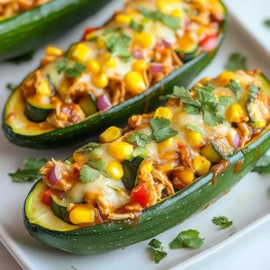 To make BBQ Chicken Stuffed Zucchini, you'll need some simple ingredients. Here’s the list: - 4 medium zucchinis - 1 cup cooked chicken, shredded - 1 cup BBQ sauce - 1 cup corn kernels - 1/2 cup red bell pepper, diced - 1/2 cup red onion, diced - 1 cup shredded cheese - 1 teaspoon garlic powder - 1 teaspoon smoked paprika - Salt and pepper to taste - Fresh cilantro or green onions for garnishing Each ingredient plays a key role. The zucchinis act as the perfect boats for the filling. The cooked chicken provides protein and pairs well with BBQ sauce. Corn adds sweetness, while the bell pepper and onion give crunch and flavor. The cheese on top melts beautifully, creating a creamy finish. Garlic powder and smoked paprika boost the taste, while salt and pepper round it all out. Finally, fresh herbs add a pop of color and freshness. Gather all these ingredients before you start. It makes cooking easier and more fun! {{ingredient_image_1}} - Preheating the Oven: Start by preheating your oven to 375°F (190°C). This step is key for even cooking. - Preparing the Zucchini Boats: Take four medium zucchinis and cut them in half lengthwise. Use a spoon to scoop out the center flesh. This creates little boats to hold your filling. Set the scooped-out flesh aside for later use. - Mixing the BBQ Chicken Filling: In a large bowl, combine 1 cup of shredded chicken with 1 cup of your favorite BBQ sauce. Add 1 cup of corn, 1/2 cup of diced red bell pepper, 1/2 cup of diced red onion, and the zucchini flesh you set aside. Stir in 1 teaspoon of garlic powder and 1 teaspoon of smoked paprika. Season this mixture with salt and pepper to taste. - Assembling the Stuffed Zucchini: Place the zucchini boats in a baking dish. Spoon the BBQ chicken mixture into each boat. Pack it in slightly to make sure it holds. - Baking Process: Top each stuffed zucchini with 1 cup of shredded cheese. Cover the dish loosely with aluminum foil to keep moisture in. Bake in the preheated oven for 25 minutes. Then, remove the foil and bake for an additional 10-15 minutes. The cheese should melt and bubble, and the zucchini should become tender. - Garnishing and Serving Suggestions: Once out of the oven, let the stuffed zucchinis cool for a few minutes. Before serving, garnish with fresh cilantro or green onions for a burst of color and flavor. How to Avoid Overcooking Zucchini Overcooked zucchini becomes mushy. To avoid this, cook it just until tender. When you bake the stuffed zucchini, check often. The zucchini should still hold its shape. You can also try parboiling them for a few minutes. This helps soften the zucchini before baking. Choosing the Right Cheese for Topping Cheese can make or break your dish. I love using cheddar or mozzarella. Cheddar gives a nice sharp flavor. Mozzarella melts beautifully and adds creaminess. You can mix both for a tasty topping. Just sprinkle a generous layer over the stuffed boats before baking. Additional Spices and Seasonings Want to kick up the flavor? Consider adding a pinch of cayenne pepper for heat. You can also stir in some cumin for a warm taste. Fresh herbs like basil or parsley add freshness. Mix them into your BBQ chicken filling for extra zing. Recommended BBQ Sauce Varieties Your choice of BBQ sauce matters. A smoky sauce adds depth. Try a sweet barbecue sauce for a nice balance. For a spicy kick, go for a hot sauce blend. Each option will give your dish a unique taste. So, choose one that you love! Pro Tips Choose the Right Zucchini: Look for zucchinis that are firm and vibrant in color. Smaller zucchinis are usually sweeter and have fewer seeds, making them ideal for stuffing. Customize Your Filling: Feel free to add other ingredients like black beans, jalapeños, or different vegetables based on your preference to make the dish more flavorful. Optimal Cheese Choice: Using a mix of cheeses can enhance the flavor. Combine cheddar with mozzarella for a delicious gooey topping that melts beautifully. Don’t Overbake: Keep an eye on the zucchinis towards the end of baking. Overcooking can lead to mushy zucchini, so aim for a tender but still firm texture. {{image_2}} You can change the protein in BBQ chicken stuffed zucchini. Try using ground turkey instead of chicken. It gives a nice flavor and keeps it light. For a plant-based option, use tofu. Just crumble it and mix it with your BBQ sauce. It will soak up all the tasty flavors. If you want a vegetarian version, skip the meat altogether. Use black beans or lentils for protein. They add a great texture. You can also add mushrooms for extra flavor. Just chop them finely and mix them in with the other veggies. Pair these stuffed zucchinis with a fresh salad. A simple green salad with a light dressing works well. You can also serve them with crusty bread for a hearty meal. If you want to use them as appetizers, cut the zucchinis into smaller pieces. They make great finger food for gatherings. Serve them with a dipping sauce on the side. You can also serve them as a main dish. They are filling and packed with flavor. Top them with fresh cilantro or green onions for a pop of color. Enjoy your BBQ chicken stuffed zucchini any way you like! To store your BBQ chicken stuffed zucchini, first let them cool. Place them in an airtight container. Use parchment paper to separate layers if stacking. This keeps them fresh. The shelf life of leftovers is about 3 to 5 days in the fridge. Be sure to check for any signs of spoilage before eating. If they look or smell off, it's best to toss them. For reheating, the best method is to use the oven. Preheat it to 350°F (175°C). Place the stuffed zucchini on a baking sheet. Cover them with foil to keep them moist. Heat for about 15-20 minutes. You can also use a microwave for quick reheating. Place one or two zucchini halves on a microwave-safe plate. Heat for about 1-2 minutes, but keep an eye on them. If you want to freeze your stuffed zucchini, wrap them tightly in plastic wrap. Then, place them in a freezer-safe bag. They can last for up to 3 months in the freezer. When ready to eat, thaw overnight in the fridge before reheating. No, using raw chicken is not safe here. Cooked chicken keeps the dish safe to eat. Raw chicken needs longer cooking time. This may leave zucchinis too soft. Always use cooked chicken for best results. You can use gluten-free BBQ sauce. Make sure the sauce has no wheat or gluten. Check labels for hidden gluten. Most other ingredients are already gluten-free. This makes it easy to adapt. You can use diced mushrooms, spinach, or squash. Carrots or celery also add great flavor. Feel free to mix and match your favorites. Just chop them small so they cook well. Zucchinis are done when they are tender. You can test this with a fork. The cheese should be melted and bubbly. If the zucchini feels soft but not mushy, it's ready to eat. Stuffed zucchini boats offer a tasty and healthy meal option. We covered ingredients, steps, and variations to make this dish your own. Don’t hesitate to try different proteins or spices for unique flavor. Store leftovers correctly for fresh meals later. These boats can impress at dinner or serve as tasty appetizers. With a bit of prep, you’ll enjoy a fun-filled cooking experience. Dive into this recipe and let your kitchen creativity shine!