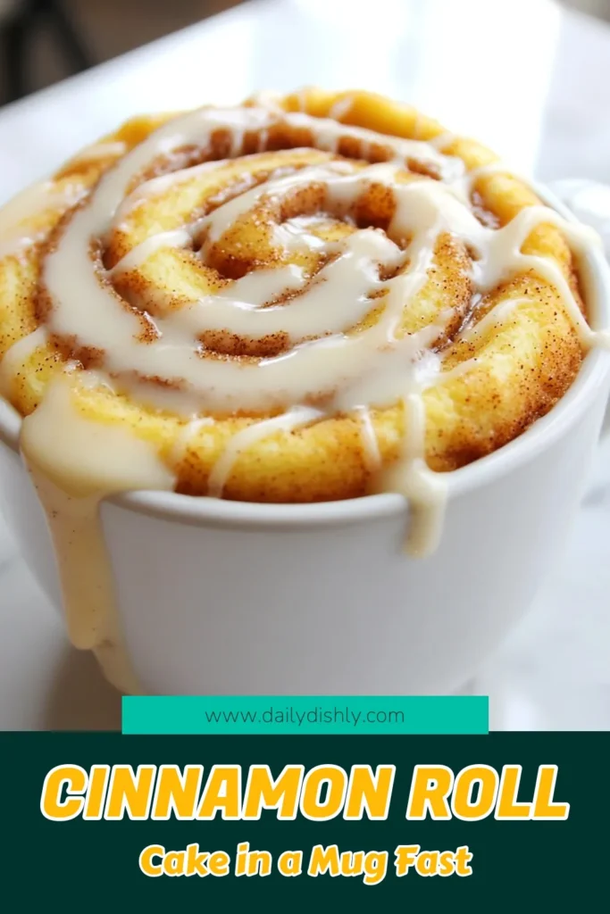 Craving something sweet and quick? Try this delicious cinnamon roll mug cake! In just 10 minutes, you can whip up this easy mug cake recipe in the microwave. Perfect for a personalized treat, this microwave cinnamon roll is moist, fluffy, and swirled with cinnamon goodness. Enjoy it solo or top with icing for a decadent twist. Save this quick dessert recipe for your next sweet tooth emergency! #MugCake #CinnamonRoll #QuickDessert #EasyRecipes