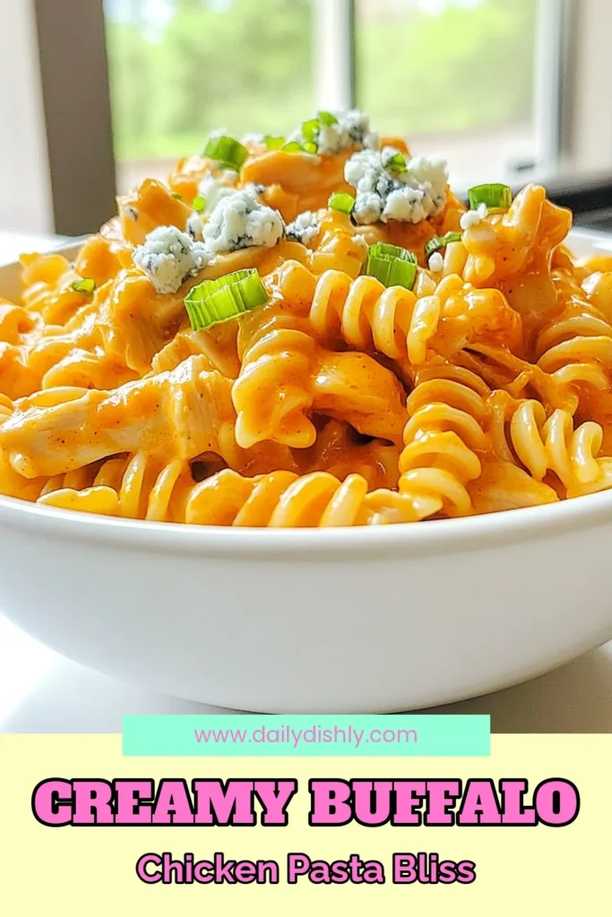 Indulge in this Spicy Buffalo Chicken Pasta, a creamy twist on your favorite buffalo chicken dinner! This easy chicken pasta recipe brings together tender chicken, a rich buffalo sauce, and comforting creamy pasta for a satisfyingly delicious meal. Perfect for busy nights, this comfort food pasta is sure to please. Save this recipe now and enjoy a bowl of happiness tonight! #BuffaloChickenDinner #CreamyPastaRecipes #ComfortFoodPasta #EasyChickenPastaRecipe