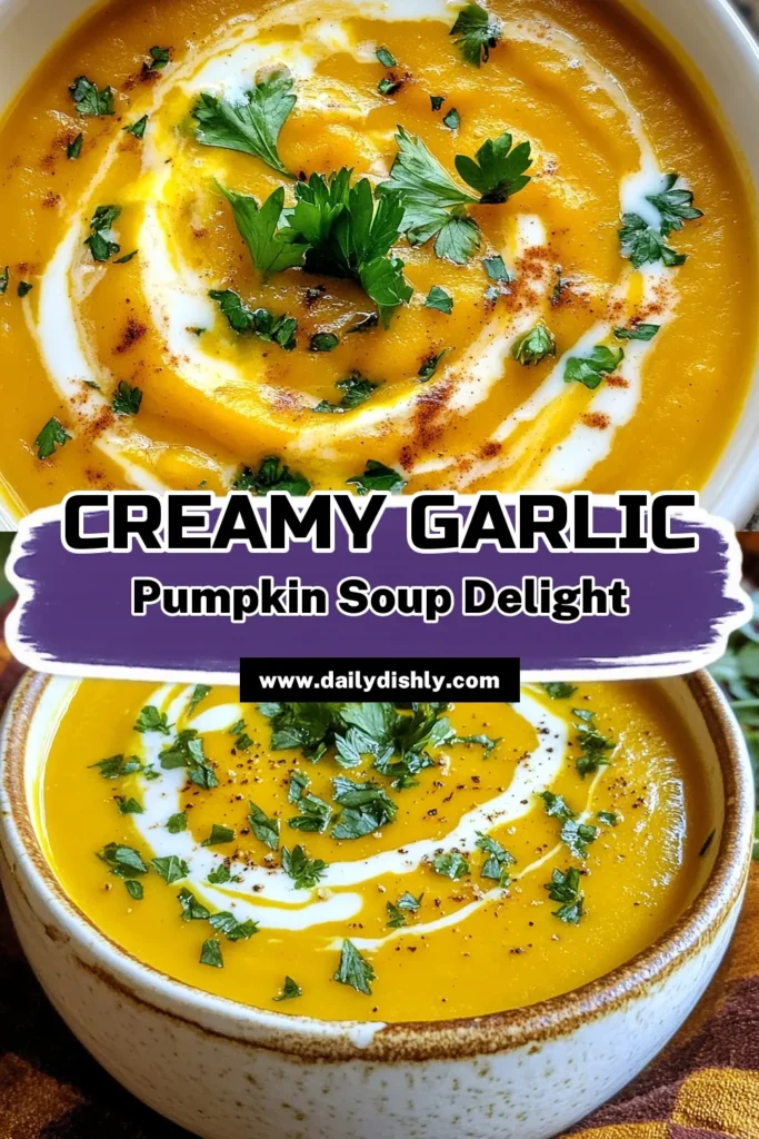 Warm up this season with a delicious roasted garlic pumpkin soup that's both comforting and healthy. This vegan pumpkin soup recipe is perfect for autumn, featuring creamy pumpkin soup with garlic, blended with coconut milk for a rich flavor. Easy fall soup recipes like this one are a must-try! Click to discover the steps and enjoy a bowl of this delightful pumpkin soup with coconut milk. Save it for later! #PumpkinSoup #VeganRecipes #FallRecipes #Soups