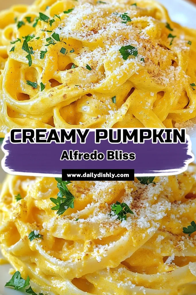 Indulge in the autumn flavors with this creamy pumpkin Alfredo pasta! This easy pumpkin recipe features fettuccine pasta tossed in a luscious pumpkin Alfredo sauce, perfect for your fall pasta dishes. With rich ingredients like Parmesan cheese and spices, this creamy pumpkin pasta is a cozy weeknight favorite. Make it today and enjoy every bite! Don’t forget to save this Pumpkin Alfredo recipe for later! #PumpkinPasta #EasyRecipes #FallFlavors #PastaDish