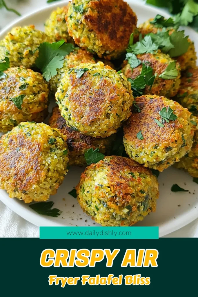 Discover the perfect crispy falafel recipe with this healthy Air fryer falafel that's packed with fresh herbs! Enjoy homemade falafel in air fryer that’s simple to make and full of flavor. This chickpea falafel is not only delicious but also a nutritious option that everyone will love. Try this crispy falafel recipe tonight and impress your family and friends! Save this recipe for later! #AirFryerFalafel #CrispyFalafel #HealthyChickpeaFalafel #FalafelWithFreshHerbs