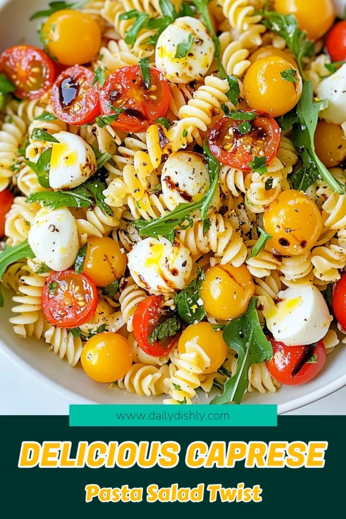 Discover the ultimate Caprese Pasta Salad that's perfect for summer! This easy Caprese recipe features pasta salad with cherry tomatoes, fresh mozzarella, and fragrant basil, making it a delightful dish for gatherings. With just 15 mins prep, this fresh basil pasta salad is a breeze to whip up. Bring vibrant flavors to your table with this refreshing Summer Pasta Salad. Try it today and enjoy a delicious taste of summer! #CapresePastaSalad #SummerRecipes #PastaSalad #EasyRecipes