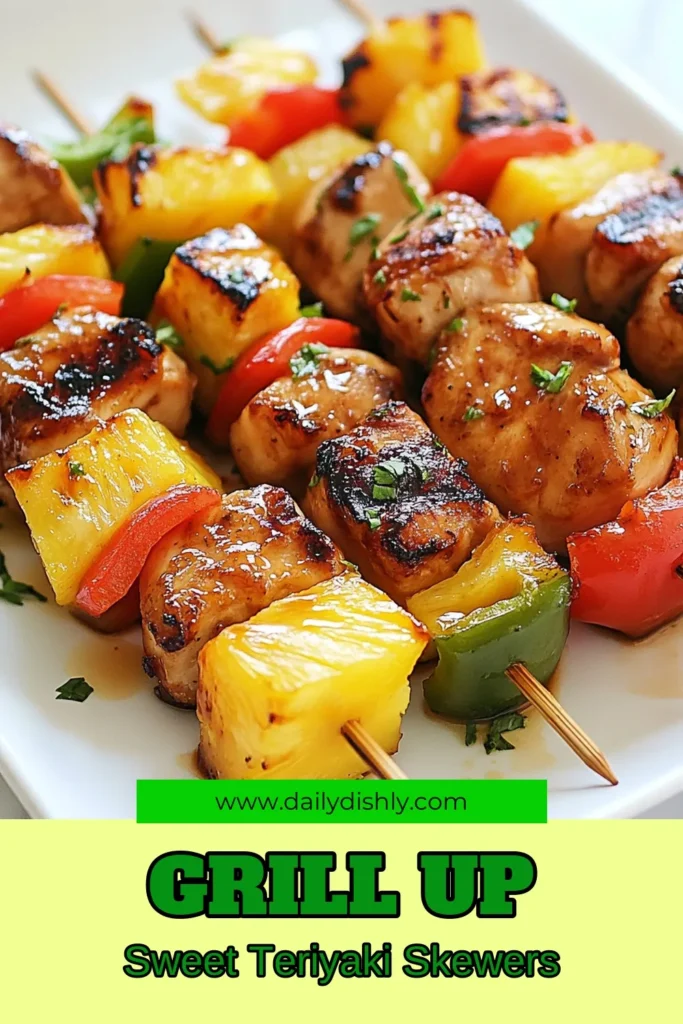 Looking to elevate your BBQ game? Try these delicious teriyaki chicken skewers featuring juicy pineapple and colorful bell peppers. This easy teriyaki chicken recipe is perfect for summer grilling, combining sweet and savory flavors in every bite. Enjoy skewer perfection with our grilled chicken skewers recipe that's a hit at any gathering! Save this pineapple chicken skewers idea for your next meal! #TeriyakiChickenSkewers #PineappleChickenSkewers #GrilledChicken #EasyCooking