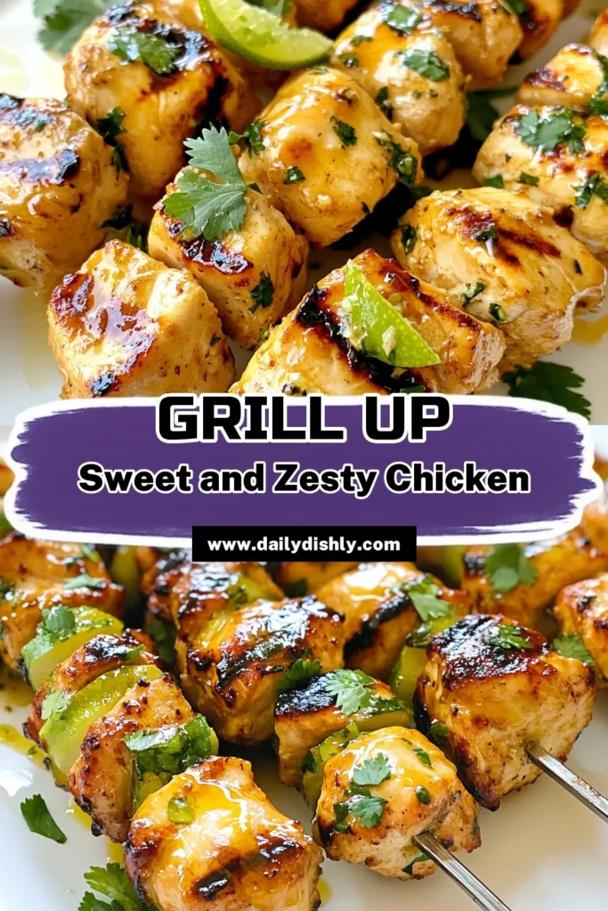 Get ready to elevate your cooking with these Honey Lime Chicken Skewers! This easy grilled chicken skewers recipe features honey marinated chicken that’s full of flavor. Perfect for summer cookouts, these skewers are zesty and delicious. Marinate chicken in a refreshing lime chicken marinade, then grill to perfection! Save this recipe for your next barbecue! #HoneyLimeChickenSkewers #GrilledChickenSkewers #EasyChickenSkewers #LimeChickenMarinade