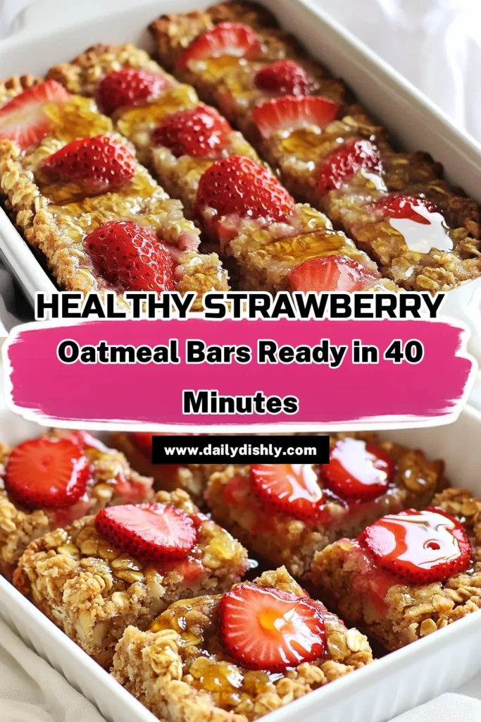 Start your day right with these delicious Strawberry Oatmeal Breakfast Bars! Made with wholesome ingredients like rolled oats and fresh strawberries, these bars are perfect for a nutritious breakfast or snack. They're easy to prepare and packed with flavor, making them a family favorite. Click through to explore this simple recipe and treat yourself to a healthy bite! #HealthyRecipes #OatmealBars #BreakfastIdeas #StrawberryDesserts