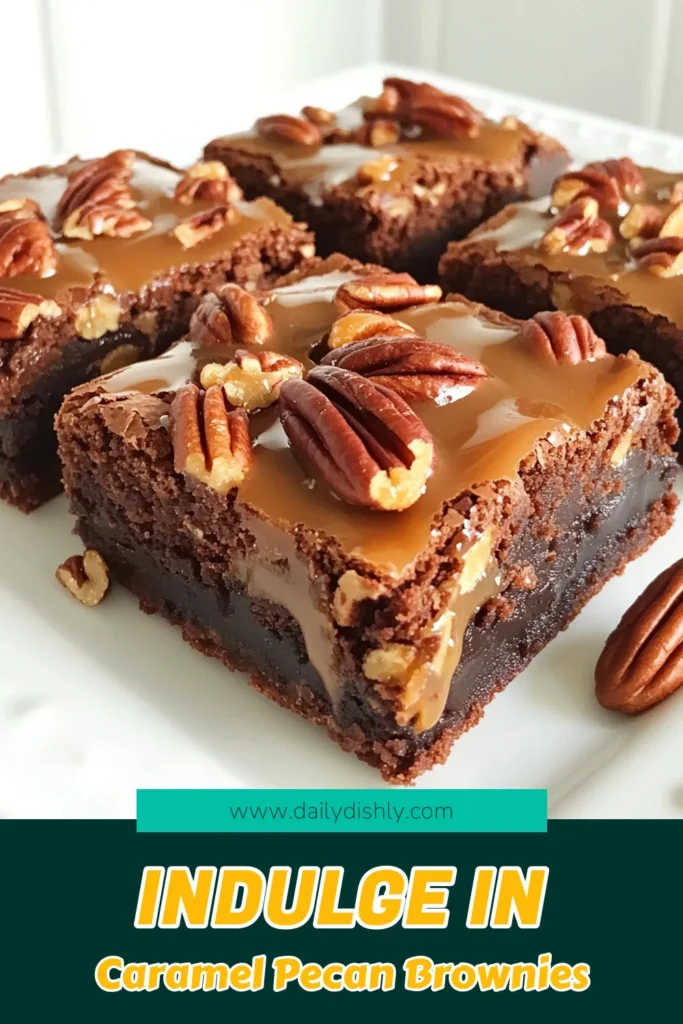 Indulge in the ultimate dessert with these Sweet & Decadent Caramel Pecan Turtle Brownies! This recipe combines rich chocolate, crunchy pecans, and gooey caramel for an irresistible treat. Perfect for sharing or satisfying a sweet tooth, these brownies are easy to make and sure to impress. Get the full recipe now and elevate your baking game today! #BrownieRecipe #DessertIdeas #PecanBrownies #CaramelDesserts