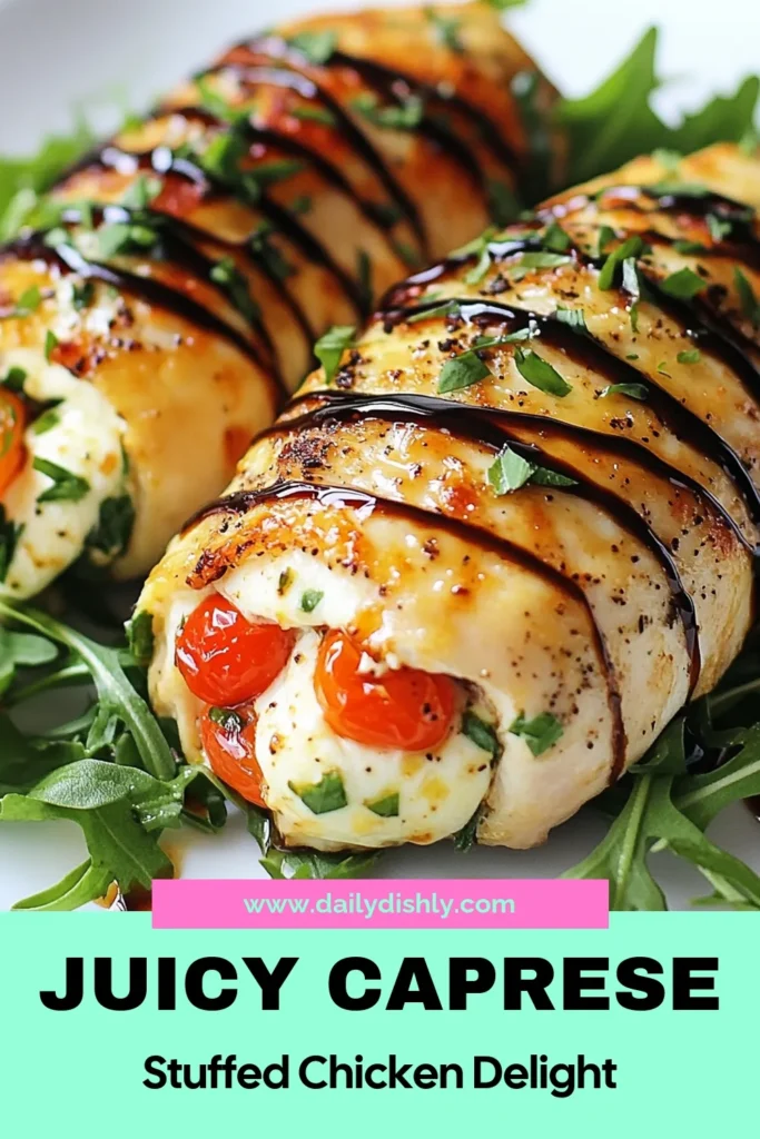 Discover this delicious Caprese stuffed chicken recipe, a perfect blend of fresh mozzarella, cherry tomatoes, and basil! This easy stuffed chicken recipe is ideal for a healthy chicken dinner idea that your family will love. Elevate your dinner with this Italian chicken recipe that’s packed with flavor and nutrients. Save this recipe for a weeknight meal that’s both simple and satisfying! #CapreseStuffedChicken #HealthyDinner #StuffedChicken #ItalianRecipes