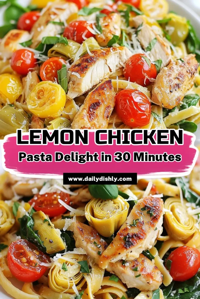 Discover how to make Lemon Artichoke Chicken Pasta, a delightful dish that's both easy and healthy! This fettuccine pasta recipe combines tender chicken, artichoke hearts, and fresh ingredients for a perfect weeknight meal. Whether you're looking for easy pasta recipes or delicious healthy chicken dishes, this is a must-try! Save this recipe and enjoy a burst of flavors at your table! #EasyPastaRecipes #HealthyChickenDishes #ArtichokeHeartRecipes #FettuccinePastaRecipe