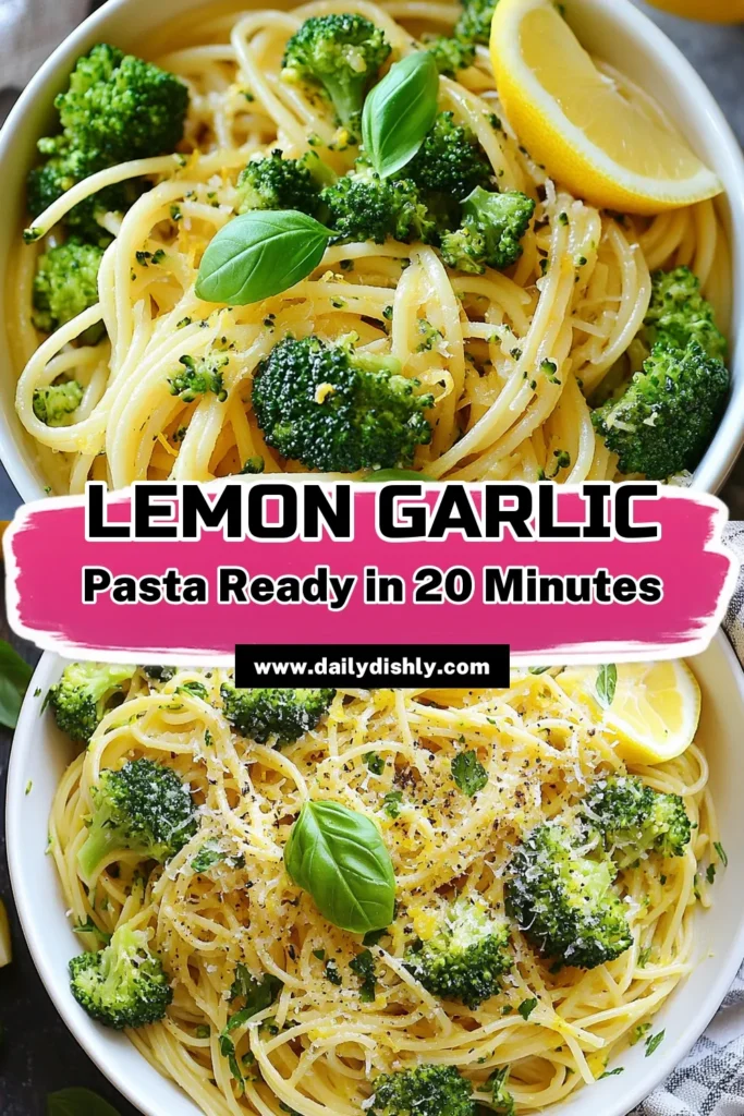 Indulge in this Lemon Garlic Broccoli Pasta, a delightful and nutritious dish that's perfect for busy weeknights. This easy vegetarian pasta recipe combines spaghetti, fresh broccoli, and a zesty garlic pasta sauce that comes together in just 20 minutes. Enjoy a quick lemon pasta dish that's bursting with flavor and good for you! Try it today and elevate your dinner routine! #LemonGarlicBroccoliPasta #EasyVegetarianPastaRecipes #HealthyBroccoliPasta #QuickPastaDish