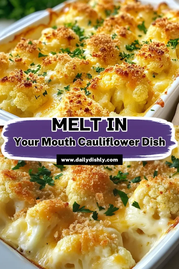 Indulge in this delicious cheesy cauliflower au gratin that will elevate your dinner table! This creamy cauliflower side dish features tender cauliflower florets smothered in a rich cheese sauce. It's an easy cauliflower gratin packed with flavor and perfect for any occasion. Explore this baked cauliflower with cheese recipe for a comforting side that everyone will love. Save this recipe for a cheesy delight today! #CheesyCauliflowerAuGratin #CauliflowerCheeseRecipe #EasyCauliflowerGratin #CreamyCauliflowerSideDish