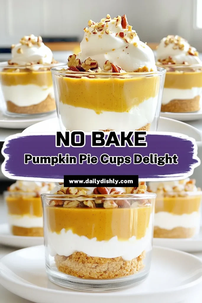 Indulge in the delightful flavors of fall with these No Bake Maple Pumpkin Pie Cups! This easy recipe combines creamy pumpkin filling with a buttery graham cracker crust, topped off with whipped cream and nuts for crunch. Perfect for a quick dessert or holiday treat, these cups are a delicious way to celebrate the season. Click through to explore the full recipe and bring a taste of autumn to your table! #NoBakePumpkinPie #FallRecipes #DessertIdeas #HealthyTreats