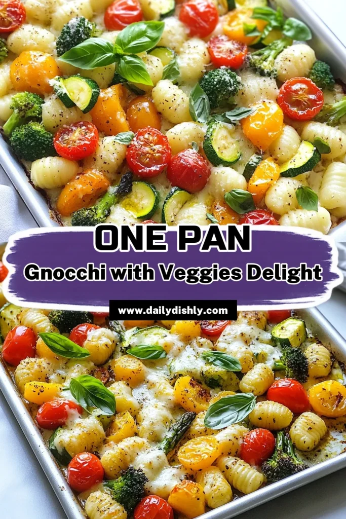 Discover the vibrant flavors of this sheet pan gnocchi primavera recipe! This easy sheet pan recipe features roasted vegetable gnocchi loaded with cherry tomatoes, zucchini, and asparagus, topped with gooey mozzarella. Perfect for a quick weeknight dinner, this Italian gnocchi dish is healthy, delicious, and makes clean-up a breeze. Don't forget to save this recipe for a delightful meal! #SheetPanGnocchi #GnocchiPrimavera #EasyRecipes #ItalianCuisine