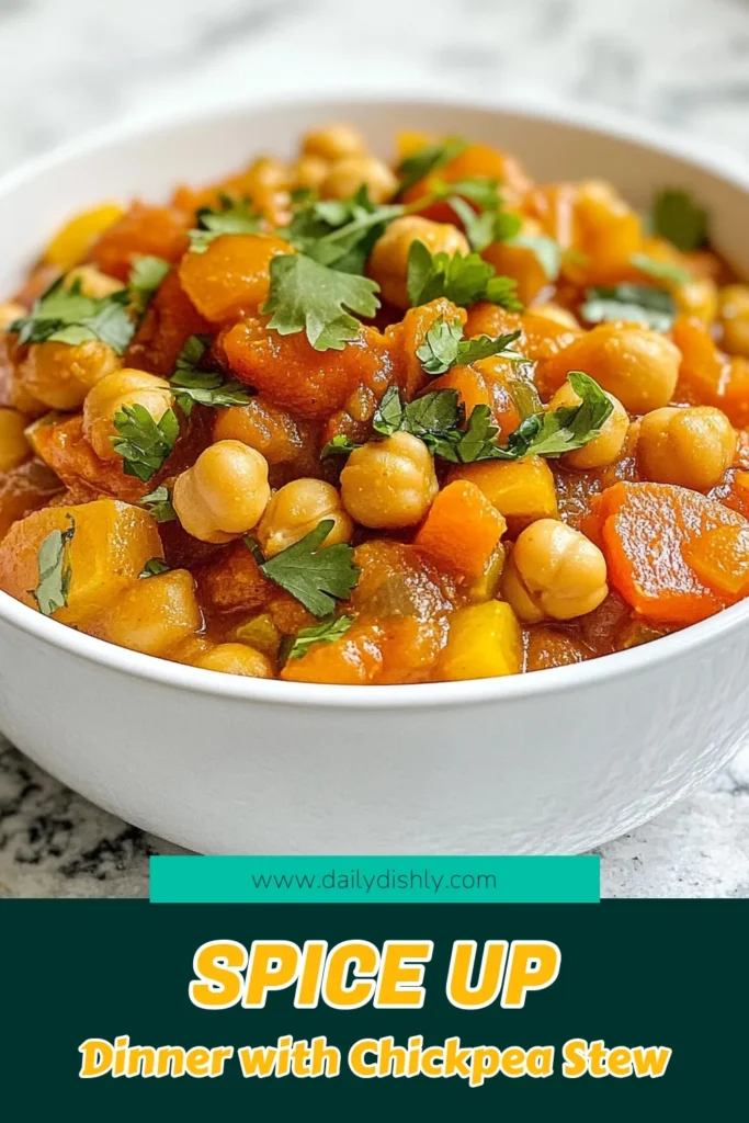 Discover the delightful flavors of Moroccan Chickpea Stew, a must-try in your collection of vegan chickpea recipes. This healthy stew recipe is not only easy but also made in one pot for simple cleanup. Enjoy a warm, nutritious meal that comes together in just 45 minutes. Perfect for busy weeknights! Save this easy vegetarian stew recipe today for a deliciously healthy dinner! #MoroccanChickpeaStew #VeganRecipe #HealthyCooking #OnePotMeals
