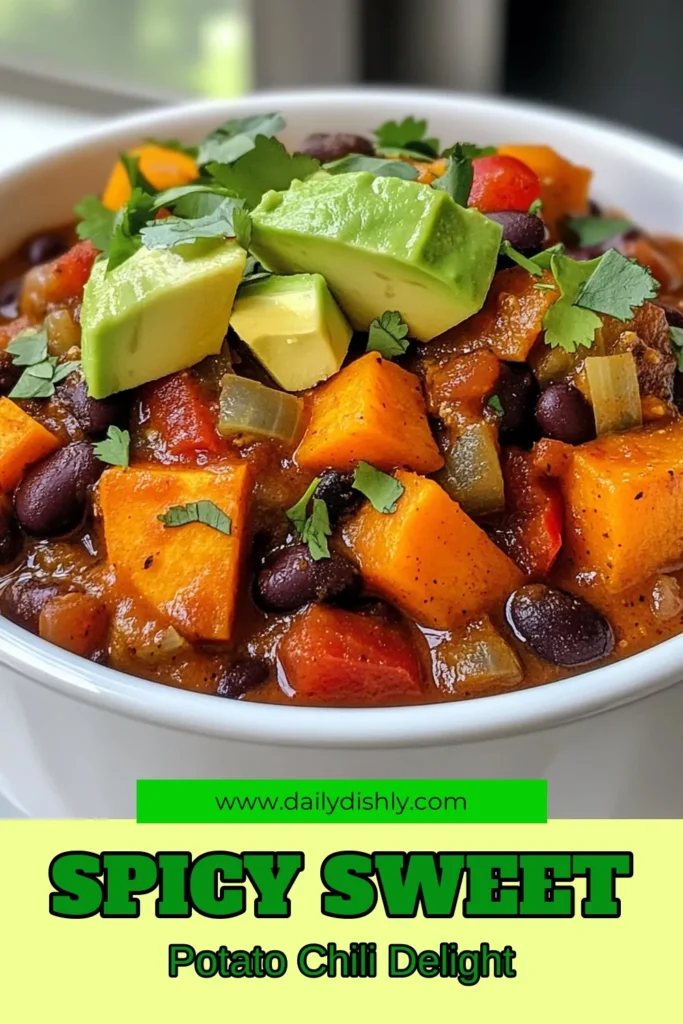 Savor the warmth of this spicy sweet potato chili! This chipotle chili recipe is perfect for fans of hearty and comforting vegetarian chili with beans. Packed with nutritious sweet potatoes and wholesome ingredients, it's among the best healthy sweet potato recipes you can try. Whip up this easy chili recipe in just 45 minutes. Enjoy it topped with fresh cilantro and avocado for a delightful meal. Save for later and bring the heat to your dinner table! #SweetPotatoChili #VegetarianRecipes #HealthyEating #ChiliLovers