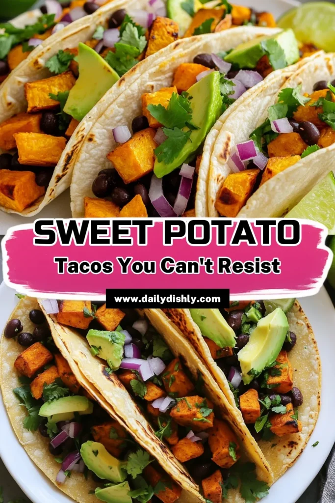 Indulge in these Sweet Potato Black Bean Tacos, a simple and tasty vegetarian taco recipe perfect for any night of the week! Packed with flavor, this healthy taco idea features roasted sweet potatoes, black beans, and fresh toppings, making them perfect for a quick meal or casual gatherings. Try these easy vegan tacos with a twist of Mexican-inspired flair! Save this recipe for your next dinner fiesta! #SweetPotatoBlackBeanTacos #VegetarianTacoRecipe #HealthyTacoIdeas #EasyVeganTacos