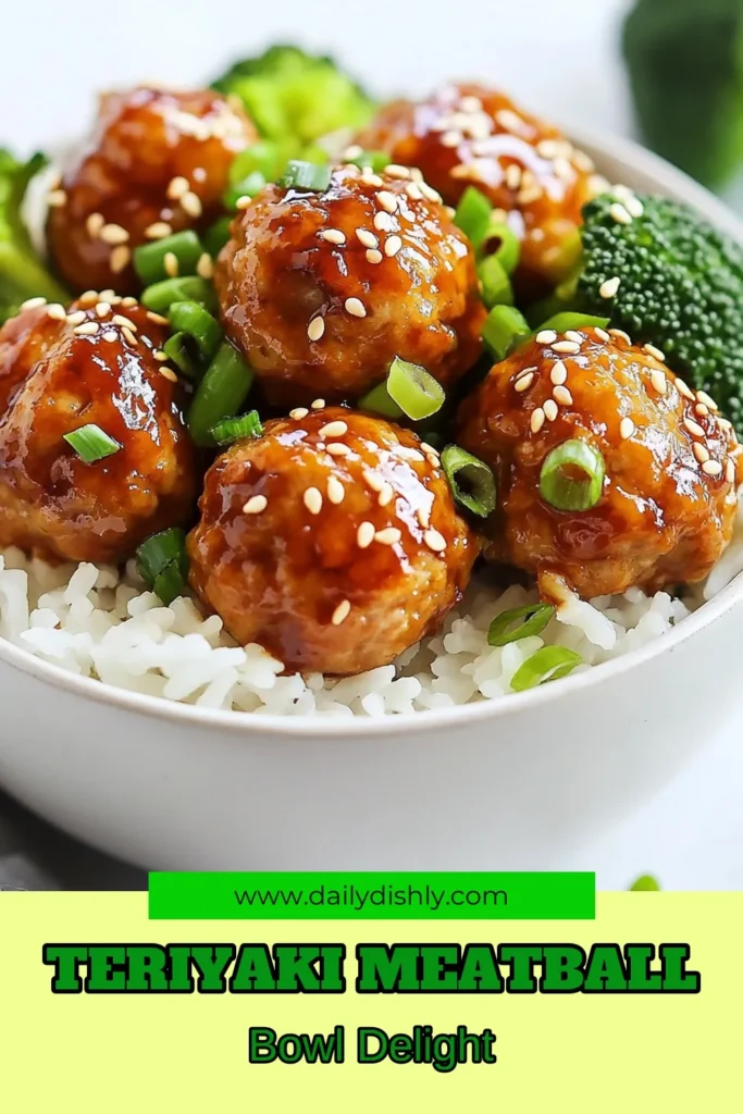 Discover this delicious teriyaki meatball recipe featuring ground chicken meatballs that are easy to make and perfect for healthy teriyaki dinner bowls. With homemade teriyaki sauce and fresh ingredients, these easy meatball bowls are a flavorful meal the whole family will enjoy. Ready in 45 minutes, they're perfect for busy nights. Try it now and elevate your dinner game! Save this recipe for your next meal! #TeriyakiMeatballs #HealthyDinner #MeatballRecipe #EasyRecipes