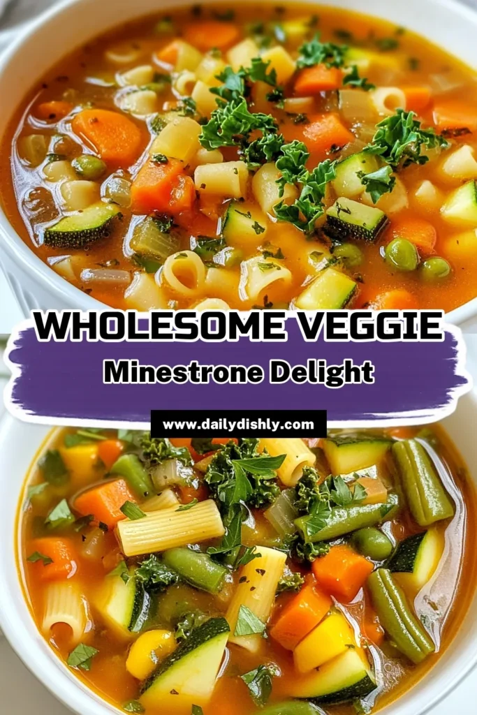 Looking for a delicious and nutritious veggie minestrone soup? This healthy soup recipe is packed with vegetables, beans, and small pasta, making it a perfect easy minestrone recipe for any day of the week. Enjoy the vibrant flavors and wholesome ingredients of this vegetable-packed soup that the whole family will love. Save this minestrone soup with beans recipe for your next cozy dinner! #MinestroneSoup #HealthyEating #SoupRecipes #VeggieRecipes