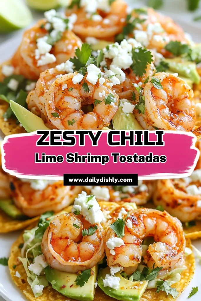 Discover the vibrant flavors of Chili Lime Shrimp Tostadas, an easy tostada recipe that's perfect for quick shrimp appetizers! This seafood tostadas recipe combines perfectly seasoned shrimp with a crispy corn shell and fresh toppings like avocado and cilantro. Ready in just 30 minutes, these shrimp tostadas are a delightful addition to any meal. Don't wait—try this scrumptious recipe today! #ShrimpTostadaRecipe #QuickShrimpAppetizers #EasyTostadaRecipes #SeafoodTostadasRecipe
