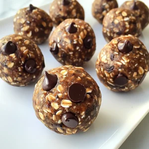 - 1 cup rolled oats - 1/2 cup creamy peanut butter - 1/4 cup honey or maple syrup - 1/4 cup chocolate chips (dark or semi-sweet) - 1/4 cup ground flaxseed - 1/2 tsp vanilla extract - A pinch of salt 1. Rolled oats: They offer fiber, which helps keep you full. Oats also support heart health. 2. Creamy peanut butter: This ingredient provides protein and healthy fats. It gives energy and taste. 3. Honey or maple syrup: Both sweeteners add natural sugars for quick energy. They also have antioxidants. 4. Chocolate chips: Dark or semi-sweet chocolate adds flavor and antioxidants. They make the snack more enjoyable. 5. Ground flaxseed: Flaxseed is rich in omega-3 fatty acids and fiber. It helps with digestion and heart health. 6. Vanilla extract: This adds flavor without extra sugar. It makes the energy balls taste great. 7. Salt: A pinch of salt enhances all the flavors. It balances the sweetness of the other ingredients. - Rolled oats: Use quick oats if you want a softer texture. - Creamy peanut butter: Swap for almond or cashew butter for a different nut flavor. - Honey: Agave syrup can replace honey for a vegan option. - Chocolate chips: Use raisins or dried fruit for a healthier twist. - Ground flaxseed: Chia seeds can work as a substitute for added fiber. - Vanilla extract: You can skip it, but it adds a nice touch. - Salt: Feel free to omit it if you prefer. These ingredients make up a snack that is not only tasty but also packed with nutrition. {{ingredient_image_1}} Start with a large mixing bowl. Add 1 cup of rolled oats. Next, add 1/4 cup of ground flaxseed. Toss in a pinch of salt. Stir these dry ingredients well. You want them to blend nicely. This mix gives your energy balls texture and nutrition. Now, grab another bowl. Add 1/2 cup of creamy peanut butter. Pour in 1/4 cup of honey or maple syrup. Add 1/2 teaspoon of vanilla extract. Mix these wet ingredients until smooth. This blend adds flavor and moisture. It makes the energy balls chewy and sweet. Take the mixed ingredients and pour them into the dry bowl. Stir until everything is combined. Use your hands to scoop about 1 tablespoon of the mix. Roll it into a ball. Repeat this until you form all the mixture into balls. It’s fun, and you can see your energy balls take shape! Place the balls on a parchment-lined baking sheet. Chill them in the fridge for at least 30 minutes. This step helps them firm up. Once chilled, store them in an airtight container. Keep them in the fridge for up to a week. Enjoy these tasty bites whenever you need energy! To mix your energy balls well, start with a large bowl. First, combine the dry ingredients: oats, flaxseed, and salt. This helps blend flavors. Next, add the wet ingredients: peanut butter, honey, and vanilla. Mix until you see no dry spots. Use a sturdy spoon or spatula. If you have trouble mixing, use your hands. They work great for this! The perfect texture feels soft yet firm. To achieve this, do not overmix. If your mixture is too dry, add a bit more peanut butter or honey. If it feels too wet, add more oats or flaxseed. Remember, you want the balls to hold shape but not crumble. After rolling them into balls, chill them in the fridge for at least 30 minutes. This step firms them up nicely. Want to boost flavor? Consider adding extras! You can mix in nuts, seeds, or dried fruit. Try chia seeds for added nutrients. You can also use different types of chocolate chips. White chocolate or butterscotch chips can add a fun twist. Make these energy balls your own. Be creative and enjoy the process! Pro Tips Use Natural Sweeteners: Opt for raw honey or pure maple syrup for a more wholesome sweetness that enhances flavor. Customize Your Mix-ins: Add nuts, seeds, or dried fruits to the mixture for added texture and nutrition. Store Properly: Keep your energy balls in an airtight container in the fridge to maintain freshness and firmness. Make it Vegan: Substitute honey with maple syrup to create a completely plant-based energy ball. {{image_2}} You can change up the taste of your energy balls easily. Try adding different mix-ins. Some great options are dried fruit, nuts, or seeds. You might enjoy coconut flakes or cinnamon too. Each addition brings a unique flavor and texture. Just keep the main ingredients the same to hold the balls together. Peanut butter is great, but you can switch it if you want. Almond butter or cashew butter works well too. Each nut butter gives a new taste and feel. You can even try sunflower seed butter for a nut-free option. Just make sure to use a creamy version for the best texture. You can make these energy balls vegan and gluten-free. Use maple syrup instead of honey for sweetness. Also, check that your oats are gluten-free. They are often processed in places that handle gluten. With these swaps, you can enjoy a delicious treat that fits your diet. Energy balls can be a tasty snack for everyone. To keep your energy balls fresh, place them in an airtight container. This keeps moisture out and flavor in. Be sure to store them in the fridge. They can last up to a week this way. If you plan to eat them within a few days, this method works great. If you want to enjoy these energy balls later, freezing is the way to go. Simply place them in a freezer-safe bag or container. They can last for up to three months in the freezer. When you’re ready to eat, just take out a few and let them thaw. This keeps their taste and texture intact. Always check your energy balls for signs of spoilage before eating. If you see mold or notice an off smell, it’s best to toss them. If they feel too dry or crumbly, they may not taste good anymore. Trust your senses; they will guide you well. Chocolate peanut butter energy balls last up to a week in the fridge. Store them in an airtight container. This keeps them fresh and tasty. Yes, you can make these energy balls ahead of time. They are perfect for meal prep. Just roll them into balls and chill them for later. These energy balls are healthy. They have oats, peanut butter, and flaxseed. Oats give you fiber and energy. Peanut butter adds protein and healthy fats. Flaxseed offers omega-3s and more fiber. Yes, you can use crunchy peanut butter. It will add a fun texture to the energy balls. Just remember, it may change the taste just a bit. To boost protein, add protein powder or nuts. You can also mix in seeds like chia or hemp. These will give more nutrition without changing the flavor much. In this post, we covered how to make tasty energy balls. We explored the best ingredients and their benefits. You learned how to mix and form them easily. I shared tips for texture and flavor. We discussed fun variations and storage options. Overall, these energy balls are simple, healthy snacks. With your own twists, they can fit any diet. I hope you feel confident to make them and enjoy!