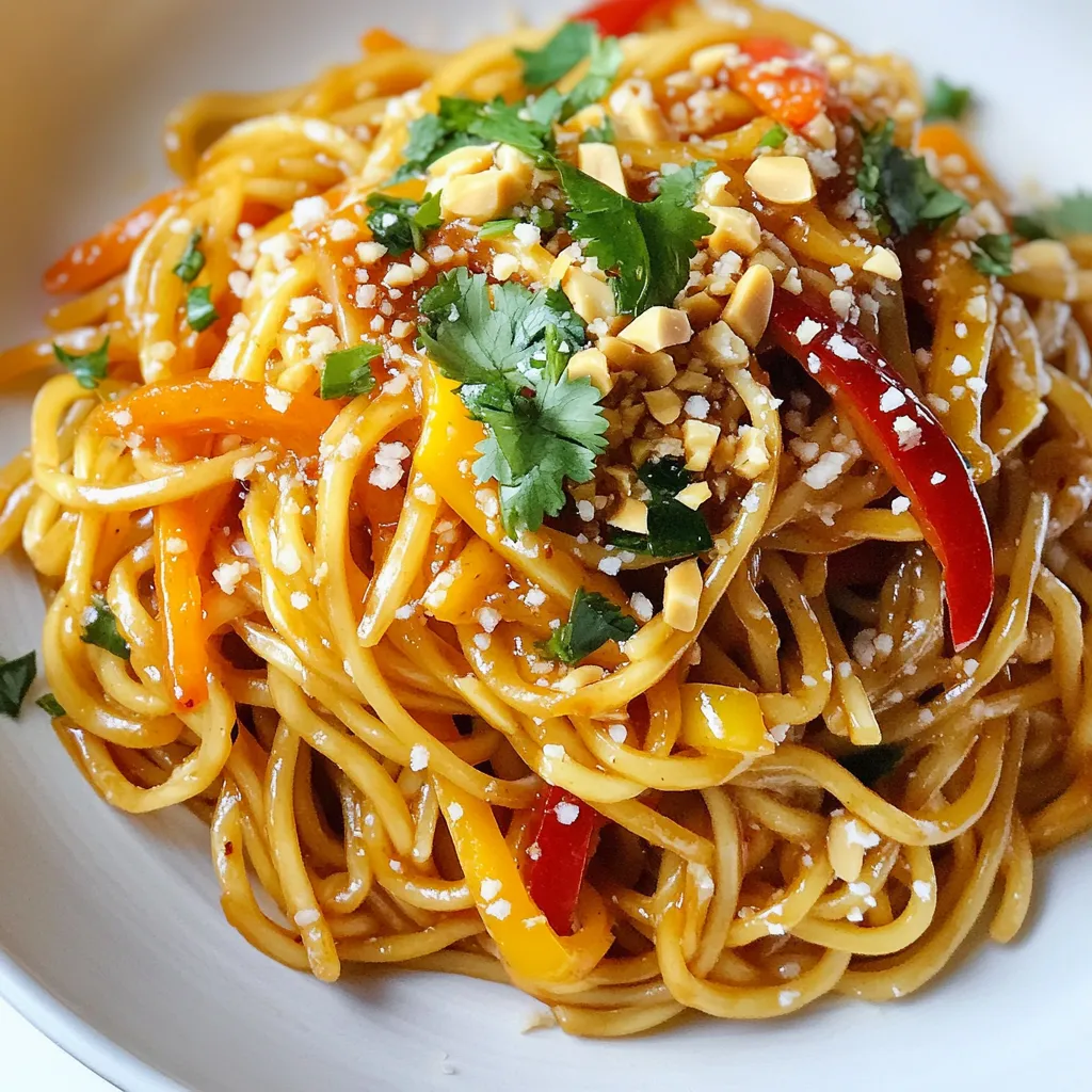To make Spicy Szechuan Noodles, gather these key items: - 8 oz Szechuan-style egg noodles (or regular wheat noodles) - 2 tablespoons vegetable oil - 2 cloves garlic, minced - 1-inch piece ginger, grated - 1 tablespoon Szechuan peppercorns - 2 tablespoons chili paste (or adjust for spiciness) - 3 tablespoons soy sauce - 1 tablespoon rice vinegar - 1 tablespoon sesame oil - 1 bell pepper, thinly sliced (red or yellow) - 1 carrot, julienned - 4 green onions, chopped The right seasonings bring bold flavors. Use these: - Szechuan peppercorns add a unique numbing heat. - Chili paste gives a spicy kick. - Soy sauce adds saltiness and depth. - Rice vinegar provides a light tang. - Sesame oil offers a nutty aroma. Each of these ingredients plays a role in crafting the dish's signature taste. Garnishes can elevate your dish. Consider these options: - Fresh cilantro for brightness. - Crushed peanuts for crunch. These small touches add layers of flavor and texture to your Szechuan noodles. {{ingredient_image_1}} First, fill a large pot with water and add salt. Bring the water to a boil. Once boiling, add 8 oz of Szechuan-style egg noodles. Cook them until they are al dente, following the package instructions. This usually takes about 4 to 5 minutes. After cooking, drain the noodles and rinse them under cold water. This stops the cooking process and keeps them firm. Set the noodles aside for later. In a small bowl, mix together the following: - 3 tablespoons soy sauce - 1 tablespoon rice vinegar - 1 tablespoon sesame oil Stir well and set this sauce aside. It will add a deep, rich flavor to your noodles. Take a large pan or wok and heat 2 tablespoons of vegetable oil over medium-high heat. Once hot, add 2 cloves of minced garlic and 1 inch of grated ginger. Sauté these for about 30 seconds. You want them to be fragrant but not burnt. Next, stir in 1 tablespoon of Szechuan peppercorns. Cook for an additional minute. This allows the flavors to bloom. Now, toss in 1 thinly sliced bell pepper and 1 julienned carrot. Stir-fry the vegetables for about 3 to 4 minutes. You want them to soften but still have some crunch. Finally, add the cooked noodles back into the pan. Pour in the prepared sauce and 2 tablespoons of chili paste. Toss everything together until the noodles are coated and heated through. This should take about 2 to 3 minutes. Once done, remove from heat and stir in 4 chopped green onions. Plate your noodles and garnish with fresh cilantro and crushed peanuts. Enjoy your bold and flavorful meal! You can control the heat in your Spicy Szechuan Noodles. Start with less chili paste. Taste the dish as you cook. If you want more heat, add more chili paste. Szechuan peppercorns also add a unique kick. They provide a numbing sensation, which is key to Szechuan cuisine. Don't fear the spice; embrace it! Cook the noodles in boiling salted water. This adds flavor and helps the noodles not stick. Follow package instructions for timing. Drain and rinse them right away. This stops the cooking process. You want them al dente, meaning they should still have a bit of bite. This texture holds up well when you stir-fry them later. Fresh herbs can elevate your dish. I love using cilantro as a garnish. It adds brightness and freshness. Green onions are also great for a mild onion flavor. Chopping them finely gives a nice crunch and color. You can even add basil or mint for a twist. Fresh herbs make your noodles look and taste amazing! Pro Tips Fresh Ingredients: Always use fresh vegetables for the best flavor and texture. This will enhance the overall dish and make your noodles more vibrant. Adjusting Spice Level: Feel free to adjust the amount of chili paste according to your spice preference. Start with less and add more if you like it hotter! Perfectly Cooked Noodles: Make sure to cook the noodles until just al dente. Overcooking can lead to mushy noodles, which won’t hold up well in the stir-fry. Garnish for Flavor: Don't skip the garnishes! Fresh cilantro and crushed peanuts add a wonderful crunch and burst of flavor that elevates the dish. {{image_2}} You can easily make Spicy Szechuan Noodles vegetarian or vegan. Just swap the egg noodles for vegetable noodles or rice noodles. This change keeps the flavors bold while fitting your diet. Also, use tofu instead of meat. Tofu absorbs the spicy sauce well and adds protein. If you want to add protein, chicken and shrimp work great. Cook chicken pieces or shrimp in the pan before adding the vegetables. This gives the dish a hearty feel. For a quick option, use pre-cooked chicken or shrimp. Tofu is another option. It’s easy to cook and soaks up the sauce nicely. For a gluten-free version, choose rice noodles or gluten-free pasta. These options keep the dish delicious and friendly for those with gluten intolerance. Always check labels to be sure they are gluten-free. Cooking times may vary, so watch them closely as they cook. To store leftover Spicy Szechuan Noodles, first let them cool. Place them in an airtight container. Make sure to cover them tightly to avoid drying out. Store in the fridge for up to three days. If you want to keep them longer, consider freezing. To reheat your noodles, use a skillet or microwave. If using a skillet, add a splash of water or oil. Heat on medium until warmed through. If using a microwave, place them in a bowl with a lid. Heat for one minute, stir, then heat again if needed. This keeps the noodles moist and tasty. For freezing, place cooled noodles in a freezer-safe bag. Flatten the bag for easy storage. You can freeze them for up to three months. When ready to eat, move the bag to the fridge overnight to thaw. After thawing, reheat in a pan or microwave for best results. Szechuan peppercorns are not true peppercorns. They come from the prickly ash tree. They add a unique numbness and spice to dishes. You can find them at Asian markets or online. Look for whole peppercorns for the best flavor. You can also find them in powdered form. Yes, you can make Spicy Szechuan Noodles ahead of time. Cook the noodles and sauce separately. Store them in sealed containers. When you are ready to eat, just heat them together. This helps keep the noodles from getting soggy. Enjoy them fresh for the best taste! You can serve Szechuan noodles with many side dishes. Here are some great options: - Steamed broccoli - Stir-fried bok choy - Crispy spring rolls - Asian-style cucumber salad - Egg drop soup These sides complement the bold flavors of the noodles. Szechuan noodles are a tasty dish. We explored their key ingredients, essential for flavor. You learned step-by-step how to cook them perfectly, from the noodles to the sauce. Tips for adjusting spice and enhancing flavors help you customize your meal. We discussed fun variations, from vegan options to protein add-ins. Finally, knowing how to store leftovers ensures you enjoy them later. With this guide, you can make Szechuan noodles that impress. Enjoy your cooking adventure and serve up some joy!