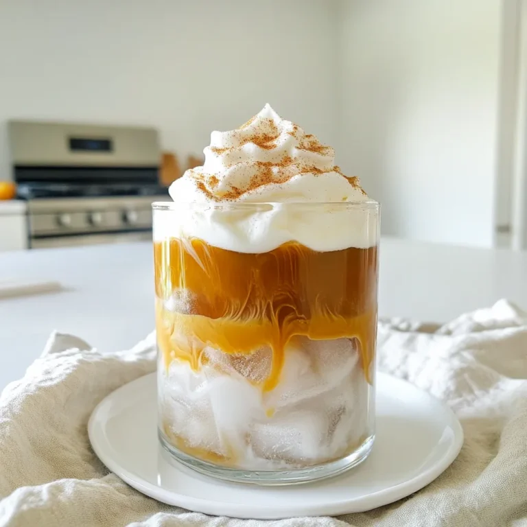 To make your Pumpkin Spice Iced Latte, you need some simple ingredients. Here’s what you’ll need: - 1 cup brewed coffee, cooled - 1 cup milk (or dairy alternative) - 2 tablespoons pumpkin puree - 1 tablespoon maple syrup (adjust to taste) - 1 teaspoon pumpkin pie spice (plus extra for garnish) - 1/2 teaspoon vanilla extract - Ice cubes - Whipped cream (optional for topping) These ingredients come together to create a drink that feels like fall in a cup. The brewed coffee adds a rich base, while the pumpkin puree gives it a smooth texture. The maple syrup sweetens the drink just right, and the pumpkin pie spice brings that cozy flavor. You can choose any milk you like, whether it’s dairy or a plant-based option. If you want a bit of fun, top it with whipped cream and a sprinkle of spice. It’s all about making this drink your own! To start, gather your ingredients. In a bowl or blender, add: - 2 tablespoons pumpkin puree - 1 tablespoon maple syrup (adjust to taste) - 1 teaspoon pumpkin pie spice - 1/2 teaspoon vanilla extract Mix these well until smooth. This blend gives your iced latte that fall flavor. The pumpkin puree adds creaminess, while the maple syrup brings sweetness. Next, pour in 1 cup of cooled brewed coffee. Stir until everything blends well. This step combines the rich coffee taste with the pumpkin mix. The flavors should meld, creating a delicious base for your latte. Now it’s time to build your drink. Fill a glass with ice cubes. Pour the pumpkin coffee mixture over the ice. The cold ice will chill the drink fast. Next, froth 1 cup of milk in a separate container. You can use a milk frother or a whisk. Once it’s light and foamy, slowly pour it over the iced coffee. This creates a lovely layered effect. If you want, add whipped cream on top and sprinkle extra pumpkin pie spice. This adds a nice touch and flavor. Enjoy your refreshing fall drink! For a great pumpkin spice iced latte, start with your coffee. Use a medium roast. It gives a nice balance of flavor. Dark roasts can be too strong. Light roasts might taste too weak. Brew your coffee strong. This way, it stands out against the pumpkin and spices. Cold brew coffee is also a good choice. It’s smooth and less bitter. You can even add a hint of espresso for a bolder taste. Foamed milk makes your drink special. To get the best foam, use cold milk. Whole milk froths well, but dairy alternatives work too. Almond and oat milk can give nice results. Use a milk frother or whisk to aerate the milk. Froth until it’s light and fluffy. Do this just before serving for the best texture. Pour it gently over your iced coffee. This creates a lovely layered look. Sweetness is key for your iced latte. Start with one tablespoon of maple syrup. Taste it and see if you want more. You can always add more, but you can’t take it out. If you prefer less sweetness, use less syrup or try sugar-free options. Honey or agave syrup can also work well. Remember, the pumpkin and spices add flavor, so find your balance! {{image_2}} You can easily make a dairy-free pumpkin spice iced latte. Swap regular milk for almond, oat, or coconut milk. These options give a nice taste. They also keep the drink creamy. Just make sure to choose the unsweetened versions for a healthier choice. Maple syrup is great, but you can try other sweeteners too. Honey adds a nice touch. If you want a sugar-free option, use stevia or monk fruit. Adjust the amount based on how sweet you like your latte. Taste as you mix to find your perfect balance. Want to spice things up? You can add more flavorings to your latte. A dash of nutmeg or cinnamon gives warmth. You could also add a splash of caramel syrup for a sweet twist. Try mixing in a few drops of peppermint extract for a fun holiday spin. Get creative! You might have some ingredients left after making your Pumpkin Spice Iced Latte. Store pumpkin puree in a sealed container in the fridge. It stays fresh for about a week. Milk should also go in the fridge. Keep it in its original container. Maple syrup can stay in the pantry if unopened, or in the fridge after opening. You can make the pumpkin mixture ahead of time. Just mix the pumpkin puree, maple syrup, pumpkin pie spice, and vanilla extract. Store this mix in the fridge for up to three days. When you're ready, just add cooled coffee and froth your milk. Easy and quick! When you store your latte, keep it in a glass jar with a lid. Drink it within two days for the best flavor. If you notice any separation, just give it a good shake. Always keep your ingredients well-sealed to maintain their freshness. Yes, you can make a Pumpkin Spice Iced Latte without coffee. Just swap the coffee for a strong tea, like chai or a spiced herbal blend. This choice gives a warm taste that pairs well with pumpkin flavors. You can also use a coffee substitute, like roasted barley or chicory, for a coffee-like flavor without caffeine. If you don't have pumpkin puree, try using sweet potato puree or butternut squash puree. Both options offer a similar texture and sweetness. You can even blend cooked carrots for a different twist. Just make sure whatever you choose has a smooth consistency for the best result. To make your Pumpkin Spice Iced Latte healthier, use low-fat milk or a non-dairy option, like almond or oat milk. You can reduce the maple syrup or use a sugar substitute. Adding more pumpkin puree boosts fiber without adding many calories. You can also skip whipped cream for fewer fats and sugars. You can find a Pumpkin Spice Iced Latte at many coffee shops, especially during the fall season. Popular chains like Starbucks and Dunkin’ usually have it on their menu. Local cafés might offer their own versions too. Always check if they use fresh ingredients for the best taste. In this post, we explored making a Pumpkin Spice Iced Latte. We covered all the ingredients needed and shared easy step-by-step instructions. You learned tips for choosing coffee, creating foam, and adjusting sweetness. We also discussed variations and how to store leftover ingredients. Enjoy making your latte and feel free to experiment. This drink is about fun and flavor. With these tips, you can create your own perfect pumpkin drink any time.
