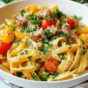 - 8 ounces fettuccine pasta - 1 pound turkey sausage, sliced - 1 cup heavy cream - 1 cup chicken broth - 1 small onion, diced - 2 cloves garlic, minced - 1 red bell pepper, chopped - 1 green bell pepper, chopped - 2 teaspoons Cajun seasoning - 1 cup cherry tomatoes, halved - ¼ cup grated Parmesan cheese - 2 tablespoons fresh parsley, chopped The main ingredients in this dish create a rich, creamy base. Fettuccine pasta has a wonderful texture that holds sauce well. Turkey sausage adds protein and flavor without too much fat. Heavy cream gives a lusciousness that coats every bite. Chicken broth enhances the taste and ties everything together. The vegetables are key to adding color and taste. Onions and garlic bring depth. The bell peppers offer sweetness and crunch. Cajun seasoning is what makes this dish pop, bringing warmth and spice. Cherry tomatoes contribute a burst of freshness. Lastly, the garnishes elevate the dish. Parmesan cheese adds a salty kick, while parsley brightens the plate. Each ingredient works together, making a flavor explosion that you will love. {{ingredient_image_1}} - Boil 8 ounces of fettuccine pasta in salted water. - Cook until al dente, following package instructions. - Drain the pasta and set it aside. - Heat 1 tablespoon of olive oil in a large skillet. - Add 1 pound of sliced turkey sausage. - Cook until browned, about 5-7 minutes. - Remove the sausage and set it aside. - In the same skillet, add 1 small diced onion. - Sauté for 3-4 minutes until it is translucent. - Next, add 2 minced garlic cloves, 1 chopped red bell pepper, and 1 chopped green bell pepper. - Cook for another 5 minutes until the peppers are tender. - Stir in 1 cup of heavy cream and 1 cup of chicken broth. - Add 2 teaspoons of Cajun seasoning, salt, and pepper to taste. - Bring the mixture to a simmer and cook for 5 minutes. - Return the cooked turkey sausage to the skillet. - Fold in 1 cup of halved cherry tomatoes. - Cook for another 2-3 minutes until heated through. - Add the drained fettuccine to the sauce. - Toss to combine, coating the pasta evenly. - Cook for an additional minute on low heat. - Stir in ¼ cup of grated Parmesan cheese until melted and creamy. - Remove from heat and garnish with 2 tablespoons of chopped fresh parsley. Pick a turkey sausage that has a good flavor. Look for brands with spices you enjoy. If you like it spicy, choose a hot sausage. For mild flavors, go for a sweet turkey sausage. You can also add your own spices. This way, you make it just how you like! To change how creamy your pasta is, adjust the heavy cream. Use less for a lighter dish. If you want a richer taste, add more cream. If you want a healthier option, try low-fat cream. It still keeps your pasta creamy and tasty. To boost the flavor, think about adding more spices. Cayenne pepper or smoked paprika can add a kick. Fresh herbs like basil or thyme can brighten the dish. Toss them in right at the end for the best taste. Fresh ingredients make every bite better! Pro Tips Cook Pasta Al Dente: Cooking the fettuccine until just al dente ensures it remains firm and doesn't become mushy when combined with the sauce. Use Fresh Ingredients: Fresh garlic and vegetables will enhance the overall flavor of the dish, making it more vibrant and delicious. Adjust Spiciness: If you prefer a milder dish, reduce the amount of Cajun seasoning or add it gradually to suit your taste. Garnish for Flavor: Adding fresh parsley not only adds color but also a fresh flavor that brightens up the creamy sauce. {{image_2}} You can easily make this dish vegetarian. Just swap the turkey sausage for mushrooms or tofu. Both add great flavor and texture. Use vegetable broth instead of chicken broth for a richer taste. With these changes, you keep the creamy sauce while making it meat-free. While fettuccine works well, you can switch it up. Try penne or rotini for a fun twist. They hold sauce nicely and make each bite tasty. If you need gluten-free options, many brands now offer great gluten-free pasta. These substitutes help everyone enjoy this dish. Want to boost nutrition? Add spinach or kale. These greens cook down and blend well into the sauce. They add color and nutrients without changing the taste much. You can also try different cheeses. A bit of goat cheese or mozzarella can give a new flavor. Experimenting with extra ingredients keeps this dish exciting! Store your creamy Cajun turkey sausage pasta in airtight containers. This keeps the pasta fresh and tasty. It can last in the fridge for about 3 to 4 days. Just make sure to let it cool before sealing. This helps prevent moisture build-up. Freezing creamy pasta dishes is simple. First, let the pasta cool completely. Then, place it in freezer-safe bags or containers. Press out as much air as possible. You can freeze it for up to 3 months. To reheat, thaw it overnight in the fridge. Warm it gently on the stove or in the microwave. Add a splash of chicken broth to restore creaminess. If you have leftovers, get creative! You can turn the pasta into a tasty casserole. Just layer it with cheese and bake until bubbly. Another option is to mix it into a soup for added flavor. You can also use the pasta in a salad. Toss it with greens and a light dressing for a quick meal. Yes, you can! Other sausages work well too. Consider using chicken, pork, or even andouille sausage for a kick. Each type brings its own flavor. Turkey sausage keeps it lean, while other options add richness. Just adjust cooking times if needed, as some sausages may take longer to brown. Want more heat? You can add cayenne pepper or crushed red pepper flakes. Start with a small amount, then taste and adjust. Another great option is to mix in hot sauce. You can also look for spicy sausage varieties. These tips will give your dish that extra zing! Absolutely! To make this dish dairy-free, swap the heavy cream for coconut milk or almond milk. Nutritional yeast can replace Parmesan cheese for flavor. There are also vegan cream cheese options that can work well. This way, you can enjoy the dish without dairy. This pasta pairs great with a simple salad or garlic bread. A fresh Caesar salad adds crunch. You can also serve it with roasted vegetables for more color. For drinks, a crisp white wine or iced tea complements the flavors nicely. This dish is quick! It takes about 15 minutes to prep and 15 minutes to cook. You can have it on the table in just 30 minutes. Perfect for busy weeknights or last-minute gatherings! Plus, it’s so flavorful that everyone will love it. This blog post guides you through making a creamy pasta dish using simple ingredients. We covered main ingredients, cooking steps, and storage tips. Remember, you can customize the dish with different sausages or pasta types. Feel free to experiment with spices and vegetables for your taste. Save leftovers to enjoy later. Enjoy the blend of flavors and make it your own!