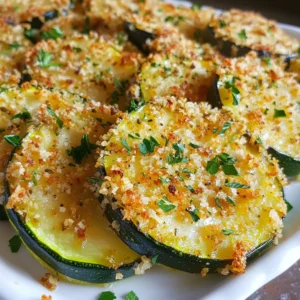 For this tasty dish, you need a few key items: - 4 medium zucchinis, sliced into rounds - 1 cup grated Parmesan cheese - 1/2 cup breadcrumbs (preferably whole grain) - 2 tablespoons olive oil These ingredients create a base that is both healthy and filling. The zucchini provides a fresh, light taste. The Parmesan cheese gives a salty and rich flavor. The breadcrumbs add a crunchy texture. The right seasonings make this dish pop. Here are the must-have spices: - 2 teaspoons garlic powder - 1 teaspoon dried oregano - 1 teaspoon dried basil - 1/2 teaspoon red pepper flakes (optional) - Salt and pepper to taste Garlic powder adds depth. Oregano and basil bring out the herb flavor. Red pepper flakes can give it a slight kick if you like some heat. Garnishes add a nice touch to the final dish. I suggest: - Fresh parsley, chopped Chop fresh parsley and sprinkle it on top. It adds color and a fresh taste. You can also drizzle a little extra olive oil for a nice finish. {{ingredient_image_1}} First, heat your oven to 425°F (220°C). This step is key for crispy zucchini. While the oven warms, gather your ingredients. You will need 4 medium zucchinis, 1 cup of grated Parmesan cheese, and 1/2 cup of breadcrumbs. Also, grab 2 tablespoons of olive oil, garlic powder, oregano, basil, red pepper flakes, salt, and pepper. Mixing these will create a tasty topping. Now, let's focus on the zucchinis. Slice them into rounds, about 1/4 inch thick. Place these rounds in a large bowl. Drizzle them with olive oil. Toss the pieces until they are well coated. This step helps the topping stick and adds flavor. Next, take a baking sheet and line it with parchment paper. Arrange the zucchini slices in a single layer on the sheet. This ensures they cook evenly. Now, sprinkle the Parmesan and breadcrumb mixture over the zucchini. Press down slightly to help it stick. Bake the zucchini in the oven for 15-20 minutes. You want them tender with a golden-brown topping. Once done, let them cool for a few minutes. Garnish with fresh parsley before serving for a pop of color. When picking zucchinis, look for firm and shiny ones. Avoid those with soft spots or wrinkles. Choose medium-sized zucchinis for the best flavor. They should feel heavy for their size. If they are too large, they may have tough skin and large seeds. Fresh zucchinis have a bright green color. This means they are ripe and full of flavor. To get your zucchini nice and crispy, slice them evenly. Thin slices will cook faster and crisp up well. Don’t skip the olive oil; it helps the topping stick. Use a good amount of the Parmesan and breadcrumb mix. Press it down gently so it adheres better. Baking them at a high heat, like 425°F, ensures a golden and crunchy topping. Keep an eye on them while they bake. You want that perfect golden brown color. This dish pairs well with many meals. Serve it alongside grilled chicken or fish for a tasty contrast. You can also add it to a fresh salad for a light lunch. For a fun twist, top your baked zucchini with a dollop of yogurt or tzatziki. The coolness balances the warm, cheesy flavors. Garnish with fresh parsley for a pop of color. Enjoy this dish hot, but it also tastes great at room temperature! Pro Tips Choose the Right Zucchini: Look for firm, medium-sized zucchinis that are free from blemishes for the best texture and flavor. Customize Your Toppings: Feel free to experiment with different herbs and spices in the breadcrumb mixture, such as thyme or parsley, to suit your taste. Check for Doneness: Keep an eye on the zucchini as it bakes; you want it tender but not mushy, and the topping should be golden brown. Make it a Meal: Serve the baked zucchini alongside grilled chicken or fish for a complete and satisfying dinner. {{image_2}} You can easily make this dish gluten-free. Swap the breadcrumbs for gluten-free ones. You can also use ground oats or crushed nuts. Both options add great texture and flavor. Always check labels to ensure they are gluten-free. Feel free to mix in other vegetables. Bell peppers, cherry tomatoes, or squash work well. Cut them into similar sizes to zucchini. This way, everything cooks evenly. It adds color and nutrition to your meal too. You can change the cheese blend to match your taste. Try using a mix of mozzarella and Parmesan for a gooey texture. Cheddar adds a sharp flavor that pairs well too. Just keep the same amount of cheese so the topping stays crunchy. To keep your Parmesan herb baked zucchini fresh, let it cool first. Place the zucchini in an airtight container. You can also use plastic wrap over a plate. This keeps moisture out and flavor in. For best results, store it in the fridge. To reheat, preheat your oven to 350°F (175°C). Place the zucchini on a baking sheet. Bake for about 10-15 minutes. This will help it stay crisp. You can also use a microwave. Heat it for 1-2 minutes, but the texture may soften. This baked zucchini lasts about 3-4 days in the fridge. After that, it may lose flavor and texture. If it looks or smells off, it’s best to toss it. Enjoy your tasty dish while it’s fresh! Yes, you can use other cheeses. Try mozzarella for a chewy texture. Feta adds a tangy kick. Cheddar gives a sharp flavor. Just remember, each cheese changes the taste. Adjust the amount based on how strong you want it. This dish pairs well with many foods. Serve it alongside grilled chicken or fish. You can also enjoy it with a fresh salad. It makes a great side for pasta dishes. Try it with rice or quinoa for a complete meal. Yes, this recipe is great for meal prep. Bake a big batch and store it. Keep it in an airtight container in the fridge. It stays tasty for up to three days. Reheat it in the oven for best results. Parmesan Herb Baked Zucchini is a tasty dish that's easy to make. We covered the key ingredients, from fresh zucchini to toppings. You learned how to prepare, bake, and serve it for the best crunch. Remember to check the tips for choosing zucchini and variations for those with dietary needs. Store leftovers properly to keep them fresh. This recipe is fun to customize and perfect for meal prep. Enjoy making this dish and share it with friends and family!