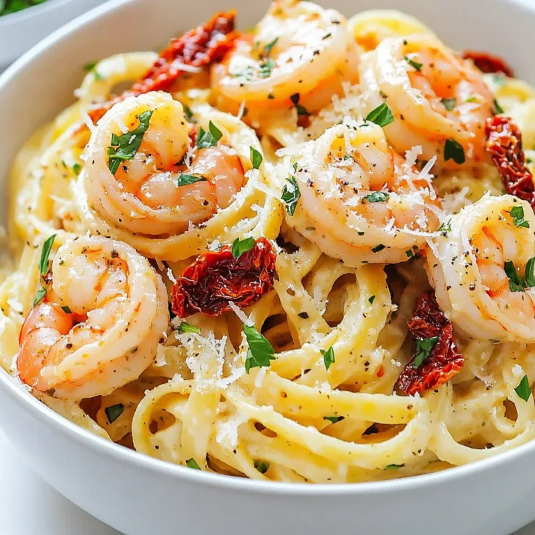 To make Cajun Alfredo Shrimp Pasta, gather the following: - 8 ounces fettuccine pasta - 1 pound large shrimp, peeled and deveined - 2 tablespoons Cajun seasoning - 2 tablespoons olive oil - 3 cloves garlic, minced - 1 cup heavy cream - 1 cup grated Parmesan cheese - 1/2 cup sun-dried tomatoes, chopped - 1/2 cup chopped fresh parsley - Salt and pepper to taste - Optional: Red pepper flakes for extra heat If you’re missing an ingredient, don't worry! Here are some substitutes: - Fettuccine: Use spaghetti or penne instead. - Large shrimp: Medium shrimp or even chicken can work. - Cajun seasoning: Mix paprika, onion powder, and cayenne pepper for a homemade blend. - Heavy cream: Use half-and-half or coconut cream for a lighter version. - Parmesan cheese: Grated Pecorino Romano or nutritional yeast for a vegan option. - Sun-dried tomatoes: Fresh tomatoes or roasted red peppers can be good swaps. - Fresh parsley: Basil or cilantro add a different flavor. Fresh ingredients make a big difference. Here’s how to ensure quality: - Shrimp: Buy shrimp that smell like the ocean, not fishy. Look for firm texture. - Pasta: Choose high-quality pasta brands for better taste and texture. - Garlic: Use whole bulbs. Fresh garlic has a strong flavor and aroma. - Cream: Go for fresh cream, not UHT for the best sauce consistency. - Herbs: If you can, buy fresh parsley. It adds brightness and flavor. Using these tips, you can elevate your dish and impress everyone at the table! {{ingredient_image_1}} First, grab a large pot and fill it with water. Add salt to the water before boiling. Once the water bubbles, add 8 ounces of fettuccine pasta. Cook it according to the package until it is al dente. This usually takes about 8 to 10 minutes. When done, drain the pasta and set it aside. Don’t forget to save a small cup of pasta water for later! Next, take 1 pound of large shrimp and place them in a mixing bowl. Toss the shrimp with 2 tablespoons of Cajun seasoning. Make sure each shrimp is well coated. Now, heat 2 tablespoons of olive oil in a large skillet over medium-high heat. Once hot, add the seasoned shrimp. Cook them for 2 to 3 minutes on each side. They should turn pink and opaque when done. After cooking, remove the shrimp and set them aside. In the same skillet, turn the heat down to medium. Add 3 cloves of minced garlic and sauté for about 30 seconds. You want to smell that delicious garlic! Now pour in 1 cup of heavy cream. Stir it well and let it simmer for 3 to 5 minutes. Gradually mix in 1 cup of grated Parmesan cheese. Stir until the cheese melts into a creamy sauce. If the sauce is too thick, add some reserved pasta water until you reach your desired creaminess. Then, add the cooked fettuccine, 1/2 cup of chopped sun-dried tomatoes, and the sautéed shrimp to the skillet. Toss everything together gently. Finally, season with salt, pepper, and optional red pepper flakes to taste. Stir in 1/2 cup of chopped fresh parsley for a burst of freshness. Enjoy your meal! When making Cajun Alfredo shrimp pasta, avoid overcooking the shrimp. Cook them until they turn pink and opaque, about 2-3 minutes per side. If you cook them too long, they will become tough. Another mistake is forgetting to reserve some pasta water. This water helps adjust the sauce’s creaminess later. Finally, don't skip the garlic. It adds a great flavor to the sauce. Cajun seasoning is key for this dish. It gives the shrimp a bold, spicy kick. If you want more heat, add red pepper flakes. Mixing in some fresh herbs, like parsley, brightens the dish. You can also try adding a squeeze of lemon juice for a fresh twist. Don't be afraid to adjust spices to match your taste! To get the right sauce consistency, keep an eye on the heavy cream. Let it simmer gently before adding cheese. If the sauce gets too thick, use the reserved pasta water to loosen it. Stir in the cheese slowly, allowing it to melt smoothly. The goal is a creamy sauce that clings to the pasta without being too runny. Pro Tips Perfectly Cooked Pasta: Always cook your pasta al dente; it should have a slight bite to it. This helps it hold up better when mixed with the sauce! Custom Cajun Heat: Adjust the amount of Cajun seasoning based on your heat preference. Start with less and add more if you like it spicier! Fresh Ingredients Matter: Use fresh parsley and high-quality Parmesan cheese for the best flavor in your Alfredo sauce. Fresh ingredients elevate the dish significantly! Reserve Pasta Water: Always save a cup of the pasta cooking water before draining. It’s a great way to adjust the sauce’s consistency if it gets too thick. {{image_2}} If you want a meat-free version, swap the shrimp for mushrooms. Use 1 pound of sliced mushrooms for that hearty texture. Portobello or cremini mushrooms work best. Toss them in the Cajun seasoning just like you would with shrimp. You’ll still get that delicious flavor and creamy sauce. Want to add more veggies? Go for it! Bell peppers, spinach, or zucchini are great choices. Slice them thin and sauté them with the garlic. Adding about 1 cup of mixed vegetables gives extra flavor and nutrition. This makes your dish colorful and fun! Don’t like shrimp? You can use chicken or sausage instead. For chicken, use about 1 pound of boneless thighs or breasts. Cut them into bite-sized pieces and follow the same cooking steps. If you choose sausage, try spicy Andouille or smoked sausage for a kick. Just slice and sauté until golden. Each protein adds its own tasty twist to the dish. To keep your Cajun Alfredo Shrimp Pasta fresh, let it cool first. Place it in an airtight container. You can store it in the fridge for up to three days. Make sure you cover it well. This helps prevent it from drying out. If you want to keep it longer, freezing is a great option. When you want to enjoy your leftover pasta, reheat it gently. You can use a microwave or a skillet. If using a microwave, cover it to keep moisture in. Heat in short bursts, stirring often. If using a skillet, add a splash of water or cream. This helps the pasta stay creamy. Heat on low until warmed through. Freezing your Cajun Alfredo Shrimp Pasta is easy. First, let it cool completely. Then, place it in a freezer-safe container. You can also use freezer bags. Remove as much air as possible before sealing. It can last up to three months in the freezer. When ready to eat, thaw it overnight in the fridge before reheating. You can use any pasta you like. Penne, linguine, or even spaghetti works well. Choose a shape that holds sauce nicely. For gluten-free options, try rice or corn pasta. Yes, you can prep this dish ahead. Cook the pasta and shrimp, then store them separately. Keep the sauce in the fridge too. When ready to serve, just heat everything together. It saves time for busy nights. The spice level depends on the Cajun seasoning. You control the heat! If you want it milder, use less seasoning. Add red pepper flakes for extra spice if you like. Many enjoy a good kick, but adjust to your taste. This blog post covered the key steps and tips for making Cajun Alfredo Shrimp Pasta. You learned about fresh ingredients, cooking techniques, and flavor enhancement. I shared alternate options for proteins and veggies, plus storage tips. With this knowledge, you can avoid common mistakes and make a delicious dish every time. Cooking is about fun and creativity, so don't hesitate to experiment. Enjoy your pasta adventures and share them with others!