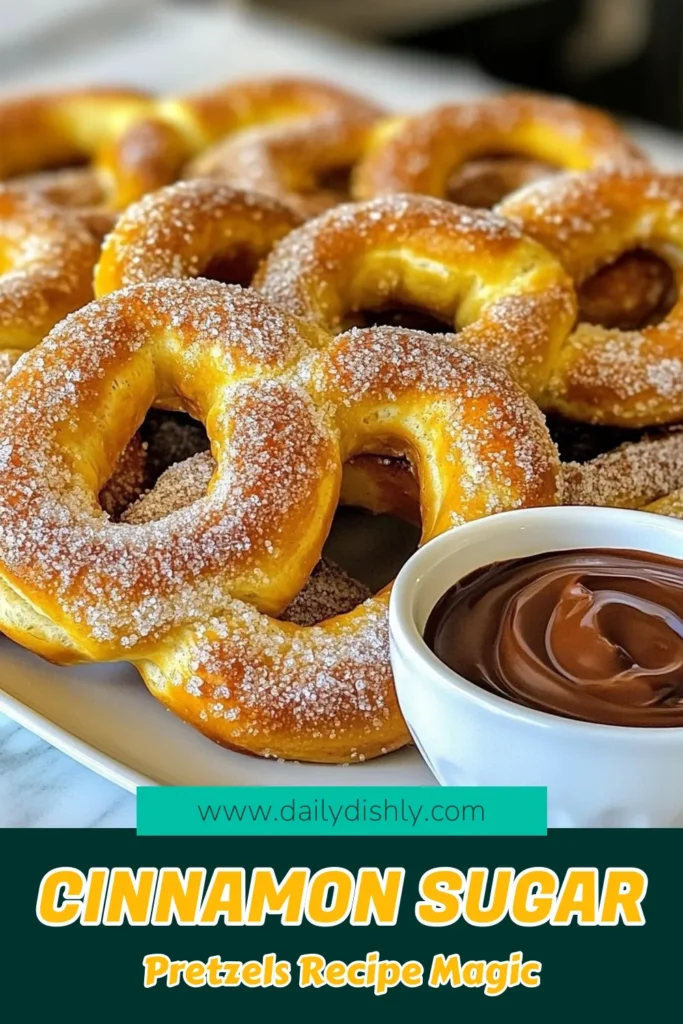 Indulge in these sweet cinnamon sugar pretzels with this easy soft pretzel recipe! Homemade cinnamon pretzels are perfect for snack time or parties. This baking soda pretzel recipe yields soft, fluffy pretzels coated in a delightful cinnamon-sugar blend. Follow our step-by-step instructions to create a delicious treat that everyone will love. Save this recipe for your next baking adventure! #CinnamonSugarPretzels #SoftPretzelRecipe #HomemadePretzels #BakingSodaPretzelRecipe