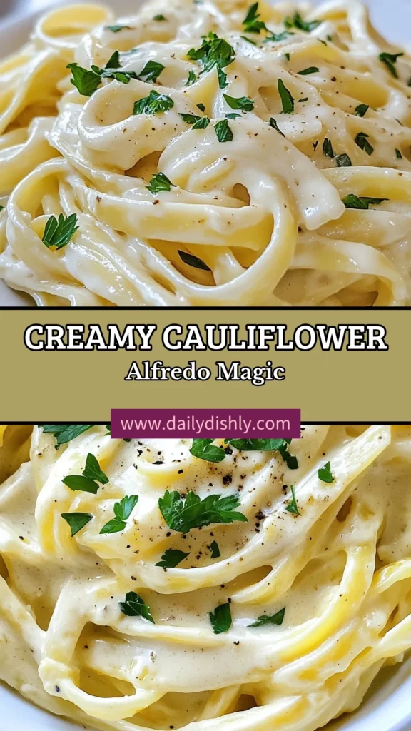 Discover the ultimate Cauliflower Alfredo recipe that’s both delicious and healthy! This Vegan fettuccine pasta smothered in a creamy cauliflower sauce is the perfect dairy-free Alfredo sauce for anyone seeking healthy pasta alternatives. Ready in just 30 minutes, this dish is sure to impress family and friends. Save this recipe for your next meal! #CauliflowerAlfredo #VeganPasta #HealthyEating #EasyRecipes