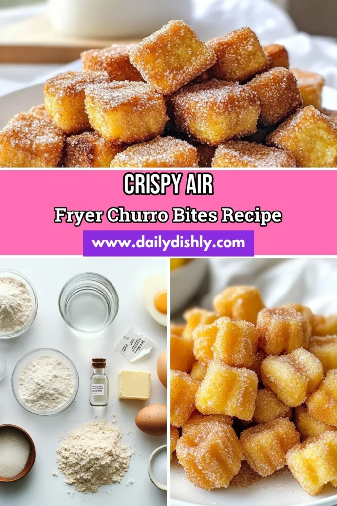 Indulge in the sweetness of Air Fryer Churro Bites! This easy churro recipe lets you savor homemade churros that are crispy on the outside and soft on the inside, all without the excess oil. Perfect for quick air fryer desserts, these cinnamon sugar snacks are sure to delight your family and friends. Make your snack time special—try this delicious recipe today! Save this for later! #AirFryerChurroBites #EasyChurroRecipe #QuickAirFryerDesserts #HomemadeChurros