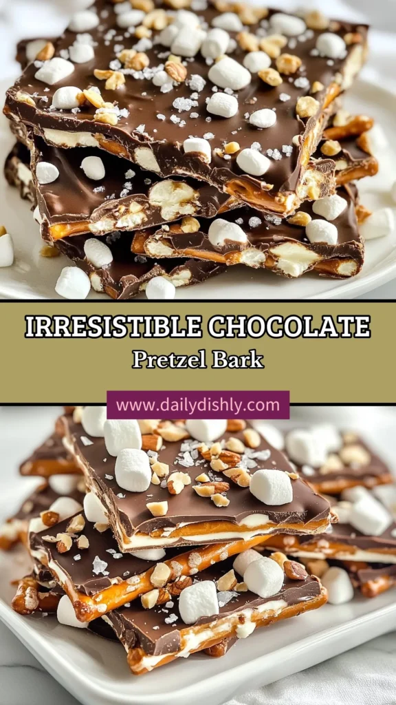 Indulge in this irresistible Chocolate Pretzel Bark, a delicious blend of dark and white chocolate bark that’s perfect for sharing or enjoying yourself! This easy chocolate pretzel recipe combines salty pretzels, rich chocolate, and a sprinkle of sea salt, with an option for caramel drizzle. Satisfy your sweet tooth with this salted pretzel dessert that everyone will love. Save this recipe for a quick treat! #ChocolatePretzelBark #EasyChocolateRecipe #SaltedPretzelDessert #CaramelChocolateBark