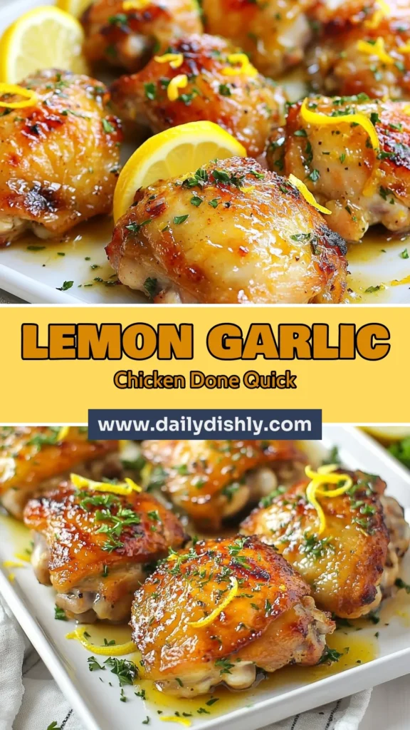 Discover the ultimate Instant Pot lemon garlic chicken recipe with these zesty chicken thighs that are packed with flavor! This quick chicken thighs with lemon garlic dish is perfect for busy weeknights. In just 30 minutes, you can enjoy tender, juicy pressure cooker lemon chicken that bursts with lemony goodness. Try this lemon garlic chicken thighs recipe today and elevate your dinner game! Save for later! #InstantPotRecipes #ChickenThighs #CookingInspiration #QuickMeals