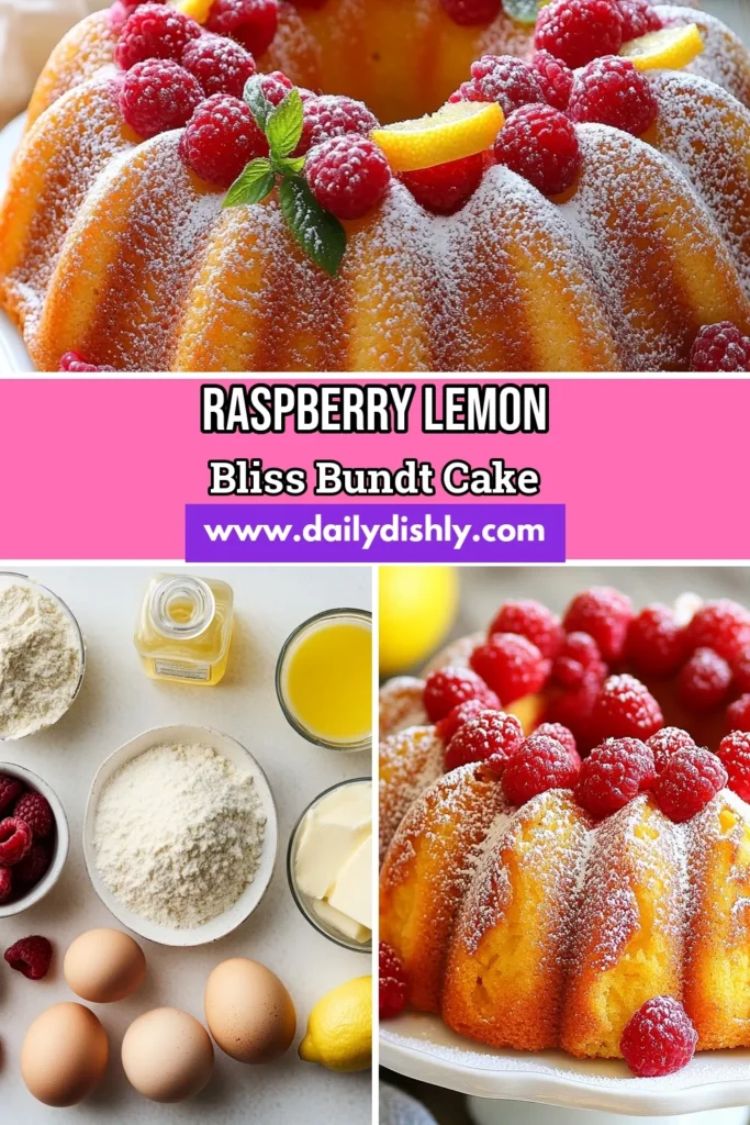Discover the delightful Raspberry Lemon Bundt Cake, a must-try lemon Bundt cake recipe perfect for any occasion! This easy Bundt cake recipe features fresh raspberries and rich sour cream for a moist, flavorful dessert. Impress your friends and family with this stunning raspberry lemon dessert that's both simple and delicious. Check out the full recipe and start baking today! #BundtCake #RaspberryDessert #LemonDessert #EasyRecipes