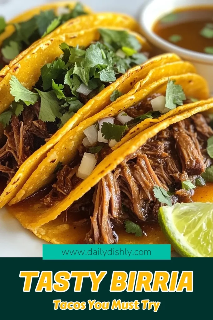 Discover the rich flavors of traditional Mexican birria with this authentic birria tacos recipe! Learn how to make birria tacos using tender beef chuck and short ribs, combined with a blend of aromatic spices and chilies. Perfect for taco lovers, this beef birria tacos dish is sure to impress at your next gathering. Don’t miss out—try this delicious recipe today! Save for later! #BirriaTacos #AuthenticMexican #BeefBirria #MexicanCuisine