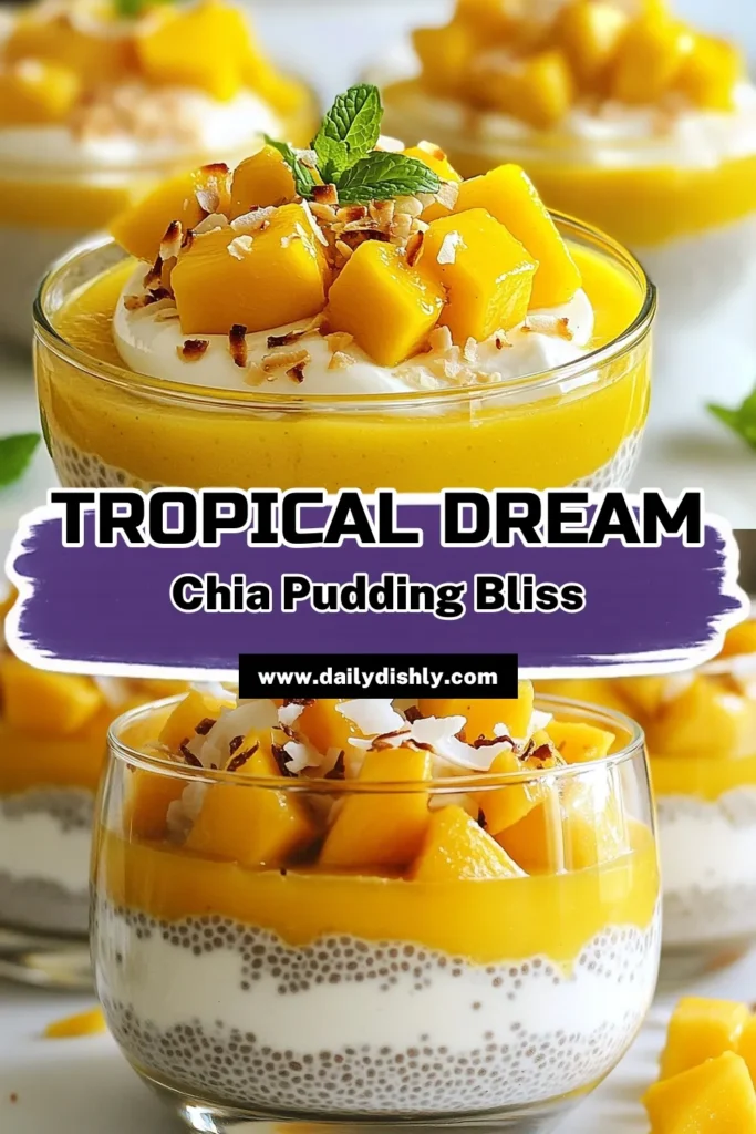 Indulge in this delicious mango coconut chia pudding, a refreshing chia seed dessert recipe perfect for any time of day. This healthy mango pudding is not only vegan but also packed with tropical flavors that excite your taste buds. Easy to make, this vegan chia pudding takes just 10 minutes of prep and can be enjoyed chilled for a delightful treat. Save this tropical chia pudding recipe for your next healthy dessert! #ChiaPudding #VeganDesserts #HealthyRecipes #TropicalFlavor