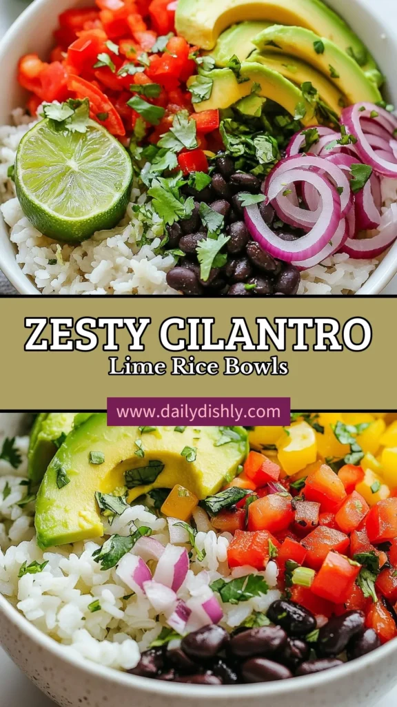 Elevate your meal with these delicious cilantro lime rice bowls! This vibrant jasmine rice recipe combines zesty lime and fresh cilantro for a flavor-packed, healthy rice bowl. Top it with your favorite ingredients like black beans, bell pepper, and avocado for a satisfying vegetarian cilantro lime rice experience. Perfect for quick dinners, these healthy rice bowl recipes are a must-try. Save now and enjoy! #CilantroLimeRiceBowls #HealthyEating #VegetarianRecipes #RiceBowlIdeas