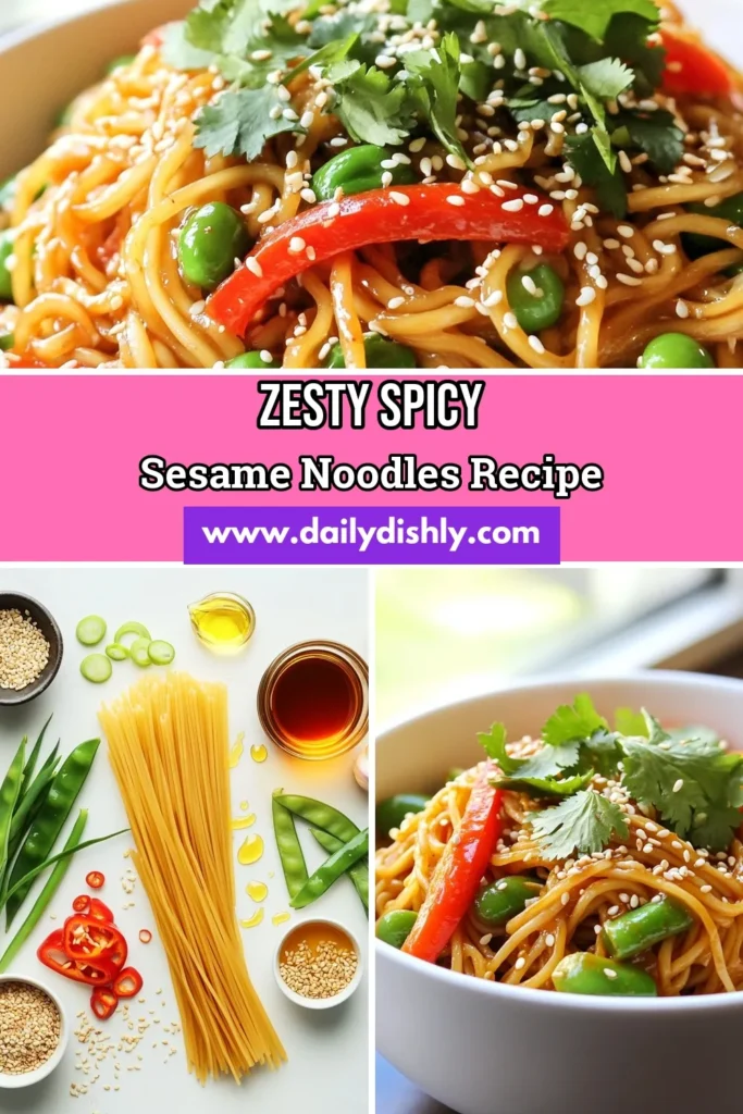 Discover the delicious Spicy Sesame Noodles recipe that brings a burst of flavor to your dinner table. Perfect for quick noodle dishes, this vegetarian noodle recipe combines healthy Asian noodles with sesame oil for a satisfying meal in just 20 minutes. Enjoy the spicy kick of sriracha along with fresh veggies. Save this easy recipe and elevate your weeknight dinners! #SpicySesameNoodles #HealthyNoodles #SesameOilRecipes #QuickNoodleDishes