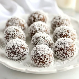 To make Chocolate Coconut Snowball Cookies, you need simple, wholesome ingredients. Here’s the list: - 1 cup unsweetened shredded coconut - 1/2 cup almond flour - 1/2 cup cocoa powder - 1/4 cup melted coconut oil - 1/2 cup maple syrup - 1 teaspoon vanilla extract - 1/4 teaspoon salt - 1/2 cup dark chocolate chips - Extra shredded coconut for rolling These ingredients come together to create a rich, chocolatey treat. The unsweetened shredded coconut adds texture and flavor. Almond flour keeps the cookies soft and chewy. Cocoa powder gives the cookies their deep chocolate taste. Coconut oil adds healthy fats and a light coconut flavor. Maple syrup serves as a natural sweetener, enhancing the cookie's taste. Vanilla extract adds warmth, while salt balances the sweetness. Dark chocolate chips melt beautifully into the dough, adding rich pockets of chocolate. When you roll the cookies in extra shredded coconut, it gives them a fun and festive look. This simple yet delightful recipe uses ingredients that are easy to find. So, gather these items, and get ready to make some delicious cookies! {{ingredient_image_1}} Start by preheating your oven to 350°F (175°C). Line a baking sheet with parchment paper. This will keep the cookies from sticking. In a large bowl, combine the following dry ingredients: - 1 cup unsweetened shredded coconut - 1/2 cup almond flour - 1/2 cup cocoa powder - 1/4 teaspoon salt Mix these ingredients well. You want them evenly blended to ensure each cookie has great flavor. In another bowl, whisk together the wet ingredients: - 1/4 cup melted coconut oil - 1/2 cup maple syrup - 1 teaspoon vanilla extract Mix until smooth. This step adds moisture and sweetness to your cookies. Now, pour the wet mix into the dry mix. Stir with a spatula or your hands. If the dough feels too crumbly, add a teaspoon of water. You want a dough that holds together but is not sticky. Fold in 1/2 cup dark chocolate chips. Then, take about 1 tablespoon of dough. Roll it into a ball in your hands. After that, coat each ball in extra shredded coconut. This gives the cookies a nice look and extra flavor. Place the rolled cookie balls on the baking sheet. Leave some space between them. Bake in the oven for 10-12 minutes. Look for the edges to be set. Remove the cookies from the oven. Let them cool on the baking sheet for about 5 minutes. After that, transfer them to a wire rack to cool completely. Enjoy the lovely scent while they cool! For the best dough consistency, follow these simple tips. Mix your dry ingredients well. This helps all the flavors blend together. When adding the wet ingredients, do it slowly. This keeps the dough from getting too wet. If your dough feels too crumbly, add a teaspoon of water. This small amount can make a big difference. The dough should feel sticky but hold together well. Roll it into balls easily with your hands. You can adjust this recipe to fit dietary needs. For a nut-free option, try using sunflower seed flour instead of almond flour. If you want it gluten-free, check that your cocoa and baking ingredients are certified gluten-free. For a vegan twist, use maple syrup and dairy-free chocolate chips. This keeps the flavor and texture delicious while fitting various diets. Presentation matters, especially for cookies. Once your snowball cookies cool, roll them in extra shredded coconut. This gives a snowy look that matches their name. You can also sprinkle a little cocoa powder on top. Arrange the cookies on a pretty plate for serving. This simple step makes your treats look even more inviting. Show off your beautiful cookies at parties or family gatherings! Pro Tips Use Fresh Coconut: For an enhanced flavor, consider using fresh shredded coconut instead of the packaged variety. Adjust Sweetness: Feel free to adjust the amount of maple syrup based on your sweetness preference or dietary needs. Store Properly: Keep the cookies in an airtight container to maintain their freshness for up to a week. Experiment with Add-Ins: Try adding nuts or dried fruit for a unique twist on the classic chocolate coconut flavor. {{image_2}} You can make these cookies even better by adding nuts or dried fruits. Try adding chopped walnuts or pecans for a crunchy bite. If you enjoy dried fruits, add small pieces of dried cherries or cranberries. These additions add flavor and texture. Just fold them into the dough with the chocolate chips. This way, you add some fun surprises in every bite. If you want a twist on the flavor, you can change the coconut or chocolate. Use almond extract instead of vanilla for a nutty taste. You can also swap the cocoa powder for carob powder if you want something different. For a tropical vibe, try adding lime zest. Each change gives a new taste to enjoy. This recipe can be made vegan or gluten-free easily. To make it vegan, ensure you use dairy-free chocolate chips. For gluten-free, just use certified gluten-free almond flour. Both options keep the cookies tasty and friendly for all diets. Look for brands that have clear labels to avoid hidden ingredients. Store your Chocolate Coconut Snowball Cookies in an airtight container. Keep them in a cool, dry place. This helps maintain their soft texture and flavor. If you live in a warm area, use the fridge. The cool air will keep them fresh longer. To freeze these cookies, first, let them cool completely. Next, place them in a single layer on a baking sheet. Freeze them for about an hour. After that, transfer the cookies to a freezer bag. Remove any air before sealing. They will stay fresh in the freezer for up to three months. When stored properly, these cookies last about one week at room temperature. If stored in the fridge, they can last for up to two weeks. Freezing extends their life, but they are best enjoyed fresh. You’ll love their rich chocolate flavor and coconut goodness every time you bite into one! Yes, you can use sweetened coconut. It will make the cookies sweeter. Keep in mind that it may change the texture slightly. You might need to adjust the amount of maple syrup to balance the sweetness. To make these cookies nut-free, simply swap almond flour for oat flour or all-purpose flour. Both options work well in this recipe. They will help keep the cookies soft and delicious without nuts. If you need a substitute for maple syrup, try using agave nectar or honey. Both will add sweetness and moisture. Remember that honey is not vegan, so use agave if you want a vegan option. Yes, you can make these cookies in advance. They store well in an airtight container. You can also freeze the cookie dough for later use. Just roll the dough into balls and freeze them before baking. You now know how to make delicious coconut cookies with simple ingredients. We covered each step, from mixing dry and wet ingredients to baking and cooling. I shared tips for better dough and fun variations for flavors. You learned how to store your cookies for freshness. With these steps, you can create tasty treats that everyone will love. Enjoy baking and sharing these delightful cookies!