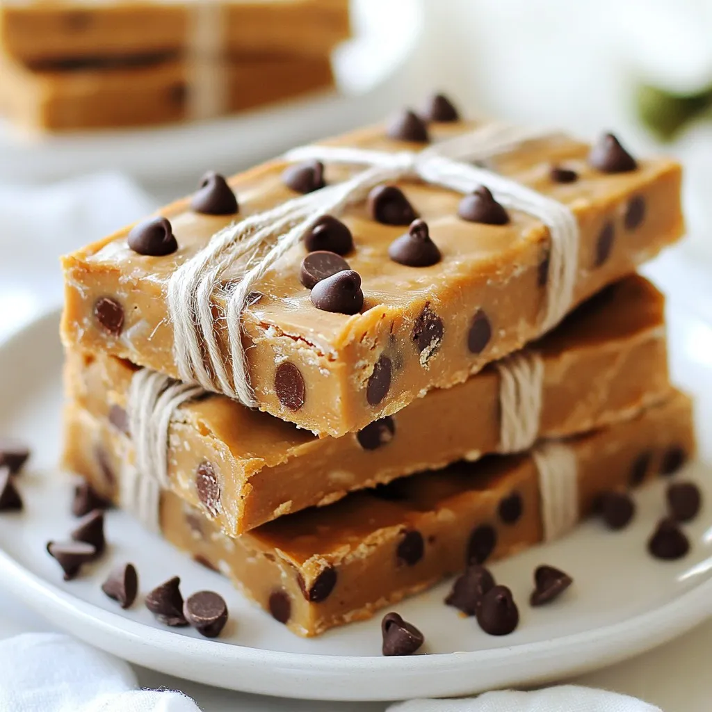To make Peanut Butter Chocolate Chip Energy Bars, gather these simple ingredients: - 1 cup natural peanut butter - 1/2 cup honey or maple syrup - 1 teaspoon vanilla extract - 1 1/2 cups rolled oats - 1/2 cup protein powder (optional) - 1/2 cup mini chocolate chips - 1/4 cup chia seeds - 1/4 teaspoon salt Using natural peanut butter gives the bars a rich taste. Honey or maple syrup adds sweetness and helps bind everything together. Vanilla extract brings a warm flavor that enhances the mix. Rolled oats provide a chewy texture and boost fiber. If you want extra protein, add protein powder. Mini chocolate chips make each bite delightful and fun. Chia seeds add a nice crunch and healthy fats. Salt balances the sweetness, making each bite pop. These ingredients work together to create energy bars that are tasty and nutritious. Enjoy these bars as a snack or a quick breakfast! {{ingredient_image_1}} In a large bowl, combine the natural peanut butter, honey (or maple syrup), and vanilla extract. Mix them well until you have a smooth blend. This step is important. It ensures all the flavors come together nicely. In another bowl, mix the rolled oats, protein powder (if you choose to use it), chia seeds, mini chocolate chips, and salt. Stir them together until they are evenly combined. This mix adds texture and flavor to your bars. Gradually add the dry mix to the wet mix. Stir until everything is fully combined. The mixture will become thick and slightly sticky. Next, prepare an 8x8 inch baking dish. Line it with parchment paper, leaving some overhang for easy removal. Pour the mixture into the dish and press it down firmly. Make sure it is evenly spread. Place the dish in the refrigerator for at least 1-2 hours. This helps the bars set properly. When ready, lift them out using the parchment paper and cut them into bars of your preferred size. To make sure your ingredients mix well, start with the wet mixture. Mix the peanut butter, honey, and vanilla extract in a large bowl. Stir until it is smooth and creamy. Use a sturdy spoon or spatula. Then, in another bowl, combine the dry ingredients. This includes rolled oats, protein powder, chia seeds, mini chocolate chips, and salt. Mix these dry items well. When you add the dry mix to the wet mix, do it slowly. Stir until everything is thick and sticky. This creates a great texture for your bars. To get even bars, press the mixture into your baking dish. First, line the dish with parchment paper. This helps with easy removal later. Use a spatula or your hands to spread the mix. Make sure to press down firmly. This helps the mixture stick together. It is key for cutting the bars later. Try to spread it out evenly. This way, each bar will have the same thickness. Cooling is important for perfect bars. After pressing the mixture, place it in the fridge for at least one to two hours. This helps it firm up. Once it's set, remove it using the parchment paper overhang. Use a sharp knife to cut the bars. You can choose any size you like. For best results, cut slowly. This gives you clean edges and nice shapes. Store your bars in an airtight container in the fridge. Enjoy your tasty energy bars! Pro Tips Use Fresh Ingredients: The quality of your peanut butter and honey can significantly affect the flavor of your energy bars. Choose natural and organic options when possible for the best taste. Customize Your Mix-ins: Feel free to add other mix-ins like nuts, dried fruits, or seeds to personalize your energy bars. Just make sure to keep the overall balance of dry and wet ingredients. Chill for Optimal Texture: Allowing the bars to chill in the refrigerator not only helps them firm up but also enhances their flavor. Don’t skip this step! Storage Tips: For longer shelf life, consider freezing the bars. Wrap them individually in plastic wrap and store them in an airtight container in the freezer for up to three months. {{image_2}} You can mix up the flavor of your energy bars. Adding nuts like almonds or walnuts gives a nice crunch. Dried fruits like raisins or cranberries add sweetness and chewiness. You can also try spices. A pinch of cinnamon or nutmeg can give your bars a warm, cozy flavor. Just be sure to balance the flavors so they blend well. If you need gluten-free options, use gluten-free oats. They work just as well and keep the bars tasty. For vegan options, swap honey with maple syrup. You can also use a vegan protein powder for extra protein without animal products. These small changes make the bars fit for everyone. Want to boost the protein in your bars? Add more protein powder. You can use up to 1 cup without changing the taste much. Greek yogurt is another great option. Just mix in a bit for creaminess and extra protein. Chia seeds help too, as they are packed with protein and fiber. To keep your energy bars fresh, use an airtight container. This stops air from drying them out. Choose a container that fits the size of your bars. A smaller container works best to limit air space. These energy bars stay fresh for up to one week in the fridge. After this time, they may lose flavor and texture. Check for any signs of spoilage before eating. If they change color or smell odd, throw them away. You can freeze these bars for longer storage. Wrap each bar in plastic wrap or foil. Then, place them in a freezer-safe bag. They can last up to three months in the freezer! When ready to eat, just thaw at room temperature. Yes, you can use other nut butters. Almond butter or cashew butter work well. Just keep the same amount. Each nut butter gives a unique flavor. You may need to adjust the texture a bit. If it’s too thick, add a splash of water or a little more sweetener. To make these bars vegan, swap honey for maple syrup. Use a vegan protein powder if you add protein. Check the chocolate chips, too. Some brands offer vegan-friendly options. This way, you keep the taste but follow a vegan diet. You can use maple syrup or agave syrup as a substitute. They both add sweetness. You might also consider brown rice syrup. Each option has a slightly different taste, but they all work well in this recipe. Yes, you can easily change how sweet the bars are. To make them less sweet, reduce the honey or syrup. You can also add less chocolate chips. If you want them sweeter, add a bit more sweetener. Taste the mixture before pressing it into the dish for the best results. You now know how to make tasty energy bars at home. We covered the ingredients, step-by-step instructions, and handy tips for perfect bars. You learned about flavor variations and how to store them well, too. These bars are not only easy to make but also great for any diet. Enjoy mixing, matching, and experimenting with your favorite flavors. Get creative, and make these bars your own!