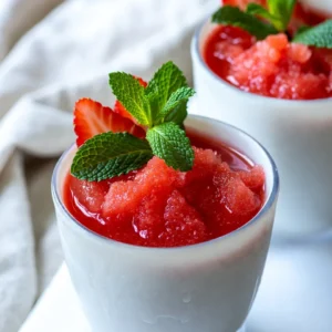 To make a Frozen Strawberry Frosé, you need some simple ingredients. Each adds flavor and fun to your drink. Here’s what you need: - 2 cups frozen strawberries - 1 cup coconut water - 1 tablespoon honey or maple syrup - 1 tablespoon lemon juice - 1 cup ice cubes - Optional garnishes: fresh mint leaves and sliced strawberries Frozen strawberries give your frosé a bright color and sweet taste. Coconut water adds a light, tropical vibe. You can use honey or maple syrup for sweetness. Lemon juice brings a nice zing. Ice cubes make it cool and slushy. Garnishes like mint leaves and sliced strawberries not only look pretty but also add freshness. You can mix and match these ingredients to make it your own. Enjoy making this tasty drink! {{ingredient_image_1}} - Step 1: Adding ingredients to the blender Start by placing 2 cups of frozen strawberries in your blender. Add 1 cup of coconut water next. Then, include 1 tablespoon of honey or maple syrup. Squeeze in 1 tablespoon of lemon juice. Finally, toss in 1 cup of ice cubes. - Step 2: Blending for the perfect texture Blend the mixture on high speed. Keep blending until it becomes smooth and slushy. If you notice any chunks, scrape down the sides and blend again. This ensures everything mixes well. - Step 3: Adjusting sweetness After blending, taste the frosé. If you want it sweeter, add more honey. Blend for a few more seconds to mix in the extra sweetness. - Step 4: Pouring into glasses Once your frosé is ready, pour it into chilled glasses. This keeps the drink cold and refreshing. - Step 5: Garnishing for presentation For a lovely touch, garnish with fresh mint leaves. You can also add a few slices of fresh strawberries on top. This makes the drink look vibrant and inviting. - Choosing the right strawberries: Look for deep red frozen strawberries. They should smell sweet and fruity. Avoid any that feel mushy or ice-covered. Fresh strawberries can work, but frozen ones give a better texture for frosé. - Blending techniques for a smooth consistency: Start with your frozen strawberries and add coconut water first. This helps the blender move freely. Blend on high to get a slushy texture. If it seems thick, add a little more coconut water. Use a spatula to scrape down the sides. This ensures everything mixes well. - Pairing with snacks or appetizers: Frosé pairs well with light snacks. Try it with fresh fruit, cheese boards, or chips and salsa. The sweet and fruity taste of frosé complements salty foods perfectly. For a fun twist, serve with mini tacos or shrimp cocktails. This way, you can enjoy a refreshing drink and tasty bites together. Pro Tips Fresh Strawberries for Flavor: Using fresh strawberries instead of frozen can enhance the flavor profile, providing a more vibrant taste. Just make sure to add more ice to get the desired slushy consistency. Chill Your Glasses: For an extra refreshing drink, chill your glasses in the freezer for about 10 minutes before serving. This will keep your frosé cold longer! Adjust Sweetness: Everyone's taste is different! Start with the suggested amount of honey, then taste and adjust as necessary. You can also use agave syrup for a vegan option! Add a Splash of Sparkle: For a bubbly twist, consider adding a splash of sparkling water or prosecco before serving. This adds a fun effervescence to your frosé! {{image_2}} You can give your Frozen Strawberry Frosé a fun twist. Try adding tropical fruits like pineapple or mango. These fruits mix well with strawberries and add a bright flavor. Just blend them in with the frozen strawberries. It makes each sip feel like a mini-vacation. If you want a boozy version, add a splash of wine. A dry rosé works best. Just pour it into the blender with the other ingredients. This change adds a lovely depth to your drink. You can easily enjoy this frosé at summer parties or cozy nights in. Feel free to change up some ingredients. If you don’t have coconut water, use lemonade or sparkling water instead. Each option gives your frosé a different vibe. Lemonade adds sweetness, while sparkling water keeps it light. You can mix and match until you find your favorite blend. Enjoy exploring different flavors in your frosé! To store your frozen strawberry frosé, pour any leftovers into a clean, airtight container. Seal it tightly to keep out air. Place the container in the freezer. This keeps the frosé fresh and tasty. You can store it for up to two weeks. After that, it may lose its great flavor and texture. If you have leftover frosé, you might want to refreeze it. First, let it sit out for a few minutes to soften. This helps with blending again. Then, blend it to restore its slushy texture. Avoid refreezing it more than once. Too many freeze-thaw cycles can make it icy and less enjoyable. Keep these tips in mind for a delicious frosé every time! Can I use fresh strawberries instead of frozen? Yes, you can use fresh strawberries. However, your frosé may not be as cold or slushy. To fix this, add more ice cubes when blending. This keeps the texture nice and frosty. How to make this recipe non-alcoholic? To make a non-alcoholic version, simply skip any wine. You can add more coconut water for flavor. This keeps the drink refreshing and fruity without the alcohol. What are some alternative garnishes? You can use many garnishes! Try fresh basil for a twist. You can also use lemon slices or edible flowers for a colorful touch. These add fun flavors and looks to your frosé. How to adjust the recipe for more servings? To make more servings, just double or triple the ingredients. Keep the same blending method. For example, use 4 cups of strawberries for four servings. Adjust sweetness to taste as needed. This blog post showed you how to create a delicious strawberry drink. We covered the key ingredients, preparation steps, and serving tips. You learned how to adjust sweetness and create fun variations. Remember, choosing ripe strawberries and using the right blending technique will enhance your drink's flavor. Store leftovers in the freezer to maintain freshness. Enjoy your refreshing drink with snacks or as a treat on its own. Now, get blending and enjoy every sip!