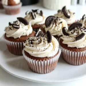 To make delicious cookies and cream stuffed cupcakes, you will need: - 1 &frac12; cups all-purpose flour - 1 cup granulated sugar - 1 tsp baking powder - &frac12; tsp baking soda - &frac14; tsp salt - &frac12; cup unsalted butter, softened - 2 large eggs - 1 tsp vanilla extract - &frac12; cup buttermilk - 1 cup crushed chocolate sandwich cookies (e.g., Oreos) - 1 cup whipped cream cheese frosting - Additional crushed cookies for topping If you need to convert measurements, here are some helpful tips: - 1 cup equals 8 fluid ounces. - &frac12; cup is 4 fluid ounces. - 1 teaspoon is equal to 4.9 milliliters. - 1 tablespoon is 15 milliliters. Gather these tools to make your cupcakes: - Cupcake pan - Paper liners - Mixing bowls - Whisk - Electric mixer or a mixing spoon - Measuring cups and spoons - Small knife or cupcake corer - Wire rack for cooling These ingredients and tools will set you up for success in making tasty cookies and cream stuffed cupcakes. Enjoy the process! {{ingredient_image_1}} Start by preheating your oven to 350&deg;F (175&deg;C). Line a cupcake pan with paper liners. In a bowl, whisk together 1 &frac12; cups of all-purpose flour, 1 tsp baking powder, &frac12; tsp baking soda, and &frac14; tsp salt. In another bowl, cream &frac12; cup softened unsalted butter and 1 cup granulated sugar together. Beat the mixture until it's light and fluffy, which takes about 3-4 minutes. Add 2 large eggs one at a time. Mix well after each egg. Then, add 1 tsp vanilla extract. Now, it's time to mix the wet and dry ingredients. Gradually add the flour mixture to the butter mixture. Alternate with &frac12; cup buttermilk. Remember to start and end with the flour mixture. Mix just until combined. Next, fold in 1 cup of crushed chocolate sandwich cookies, like Oreos. This adds a fun crunch to your cupcakes. Spoon the batter into the cupcake liners, filling each about 2/3 full. Bake in the preheated oven for 18-20 minutes. To check for doneness, insert a toothpick into the center. It should come out clean. When creaming butter and sugar, make sure to beat them well. This adds air, making your cupcakes light. Use room-temperature eggs for better mixing. They blend easier and create a smoother batter. When adding the dry ingredients, mix gently. Overmixing can make cupcakes tough. When folding in the crushed cookies, do it slowly. You want even distribution without deflating the batter. If you like a stronger cookie flavor, add a bit more crushed cookies. After baking, let the cupcakes cool in the pan for 5 minutes. This helps them hold their shape. Then, transfer them to a wire rack to cool completely. This step is important. If you stuff warm cupcakes, the frosting will melt. Once they are cool, use a small knife or cupcake corer to remove a small circle from the center of each cupcake. This is where the fun begins! Fill each cavity with a spoonful of whipped cream cheese frosting. Make sure to pack it in nicely. Then, frost the top of each cupcake with more frosting. Finally, sprinkle additional crushed cookies on top for a tasty finish. Enjoy your cookies and cream stuffed cupcakes! To make the best cupcakes, start with room temperature ingredients. This helps them mix better. Sift the dry ingredients to remove lumps. It makes the batter smooth. Don&rsquo;t overmix your batter. Mix just until combined for light, fluffy cupcakes. Fill each cupcake liner only two-thirds full. This gives them room to rise without spilling over. Use cold cream cheese for that perfect frosting texture. Beat it until smooth before adding sugar. Add powdered sugar slowly while mixing. This helps avoid lumps. For a light texture, whip your frosting longer. If it&rsquo;s too thick, add a splash of milk. If it&rsquo;s too thin, add more powdered sugar until it thickens. One common mistake is overbaking cupcakes. Check them at the 18-minute mark with a toothpick. If it comes out clean, they are done. Another mistake is not letting them cool completely before stuffing. If they are warm, the frosting will melt. Finally, avoid filling the cupcakes too much. A small scoop of frosting is enough for a great flavor! Pro Tips Use Room Temperature Ingredients: Ensure your butter and eggs are at room temperature for better mixing and a fluffier cupcake texture. Don&rsquo;t Overmix the Batter: Mix just until the ingredients are combined to avoid dense cupcakes; a few lumps are perfectly fine. Cool Completely Before Frosting: Allow the cupcakes to cool completely to prevent the frosting from melting off. Experiment with Fillings: Try different fillings like chocolate ganache or peanut butter for a fun twist on the original flavor. {{image_2}} You can make these cupcakes even more fun by using different cookies. Try using peanut butter cookies for a nutty twist. You can also use vanilla cookies for a lighter flavor. If you want a minty taste, go for mint chocolate cookies. Each option gives a new layer of flavor. While whipped cream cheese frosting is delicious, you can mix it up. Use chocolate frosting for a rich, sweet taste. Vanilla frosting adds a classic touch. For a fun twist, try adding crushed cookies into your frosting. This gives extra texture and flavor. You can even top with whipped cream for a light finish. If you need gluten-free cupcakes, use a gluten-free flour blend. This works just as well in the recipe. For a vegan version, replace eggs with flax eggs. Use non-dairy butter and a plant-based frosting. This way, everyone can enjoy these tasty treats! To keep your cupcakes fresh, store them in an airtight container. This helps keep them moist. Place the container at room temperature for up to three days. If you want to keep them longer, the fridge is a good option, but they may dry out a bit. You can freeze these cupcakes for later enjoyment. First, let them cool completely. Wrap each cupcake in plastic wrap. Then, place them in a freezer bag or container. They can last up to three months in the freezer. When you're ready to eat, thaw them in the fridge overnight. For the best taste, enjoy your cupcakes within a few days. If they start to dry out, try adding a bit of frosting on top. This can help revive the flavor and moisture. Always check for any signs of spoilage before eating. Yes, you can use different cookies for the filling. Try vanilla sandwich cookies for a lighter taste. For a twist, use peanut butter cookies. Just crush them as you would with chocolate cookies. This allows you to create fun, new flavors in your cupcakes. You can make these cupcakes a day ahead. Bake and cool them completely. Store them in an airtight container at room temperature. Frost them on the day you serve them for the best texture. If you want to fill them early, keep the filling in the fridge until ready to use. Yes, you can replace buttermilk easily. Mix one cup of milk with one tablespoon of lemon juice or vinegar. Let it sit for five minutes. This creates a good substitute for buttermilk. You can also use plain yogurt or sour cream if you prefer. In this blog post, we explored how to bake cookies and cream stuffed cupcakes. We covered key ingredients, detailed steps, and smart tips for success. You learned how to avoid common mistakes and adapt recipes for your needs. Remember to choose your flavors and frostings wisely and store them correctly for the best taste. Keep these tips in mind, and you will impress everyone with your baking skills. Enjoy the fun of baking and the joy of sharing your creations!