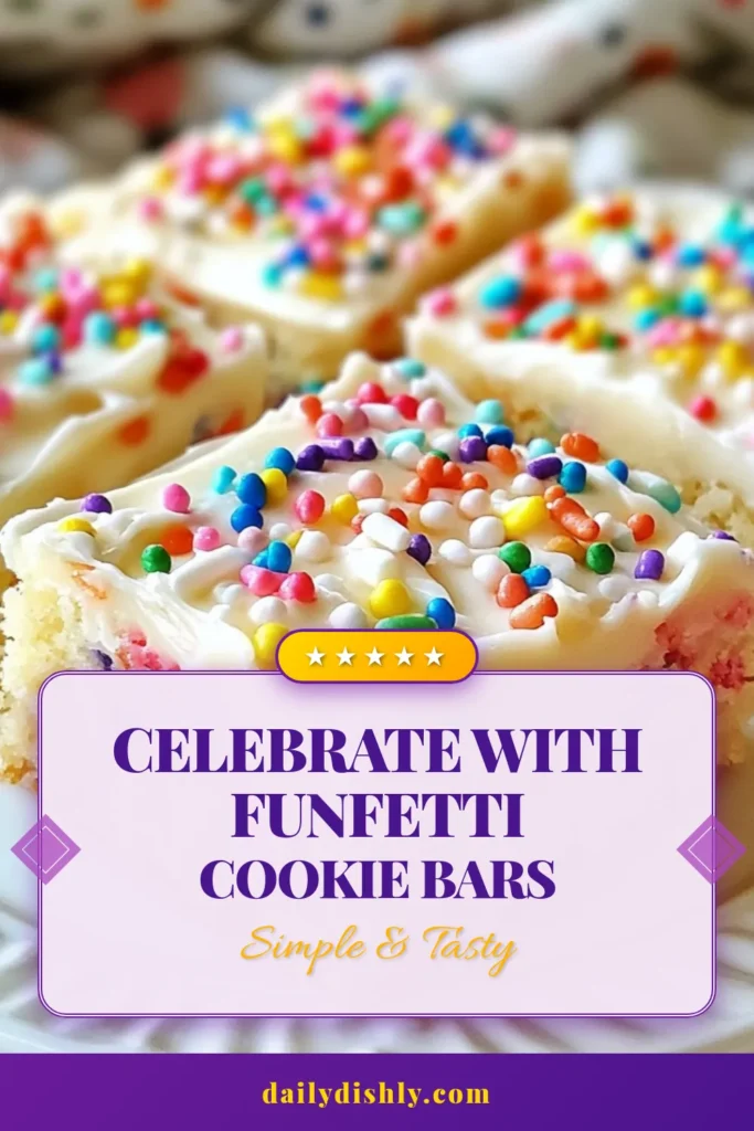 Delight in these funfetti sugar cookie bars, perfect for any celebration! This sprinkle cookie bars recipe is an easy way to enjoy festive treats with a creamy cream cheese frosting. Whip up these easy sugar cookie bars in just 45 minutes for a delicious dessert your friends and family will love. Ready to impress? Try this festive cookie bars recipe today and watch them disappear! Save now! #FunfettiCookies #CookieBars #SprinkleCookies #DessertRecipe