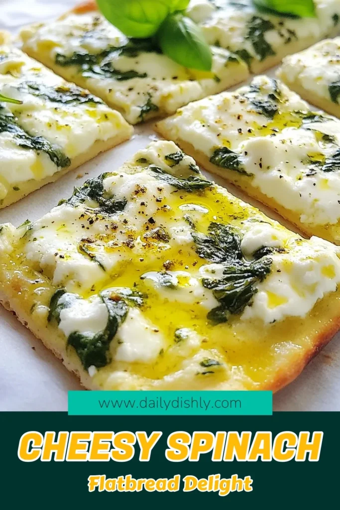 Indulge in this delicious Three Cheese Spinach Flatbread, a must-try spinach flatbread recipe perfect for easy flatbread appetizers. With ricotta, mozzarella, and feta, this cheese and spinach flatbread delivers a delightful flavor. Serve it as a quick snack or make your own homemade spinach pizza for gatherings. Check out this recipe today, and don't forget to save it for later! #ThreeCheeseSpinachFlatbread #SpinachFlatbreadRecipe #EasyFlatbreadAppetizers #HomemadeSpinachPizza