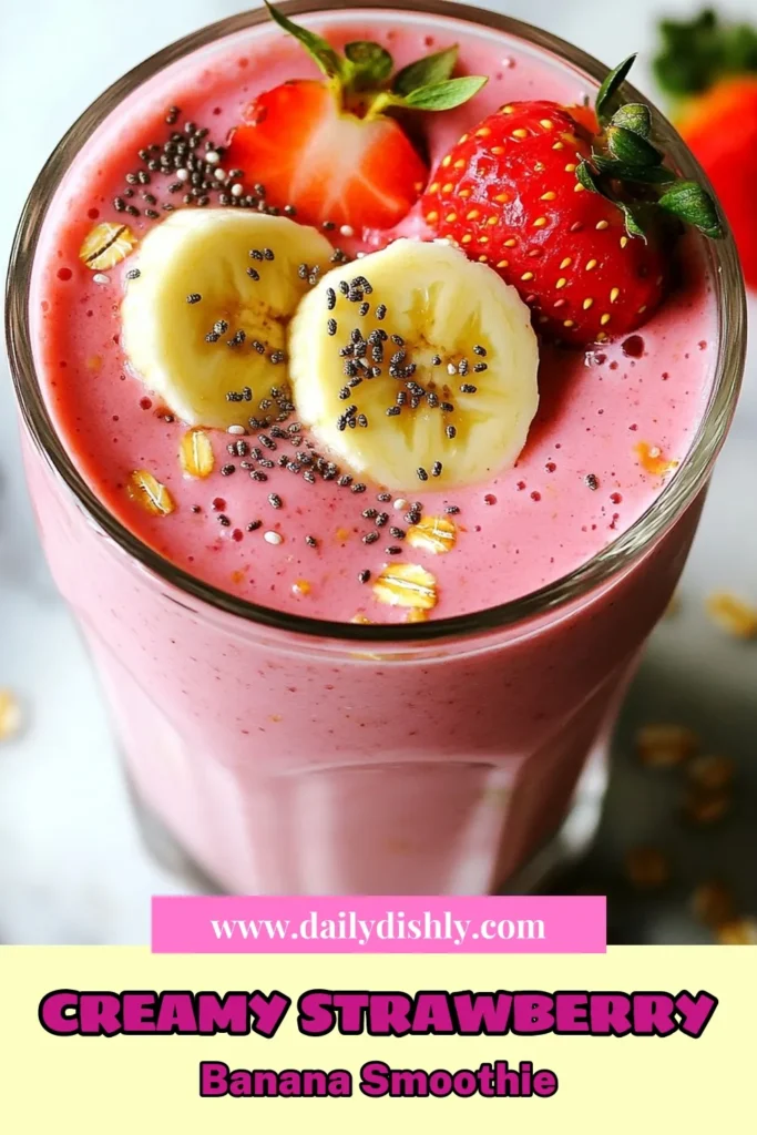 Looking for a quick and delicious breakfast option? Try this Strawberry Banana Oat Smoothie! Packed with nutrients and flavor, this healthy smoothie recipe is perfect for busy mornings. With just a few ingredients, it’s one of the best vegan smoothie recipes out there. Blend it up in minutes for a refreshing start to your day. Save this easy oat smoothie recipe and enjoy a healthy boost whenever you want! #SmoothieRecipes #HealthyEating #BreakfastIdeas #VeganSmoothies