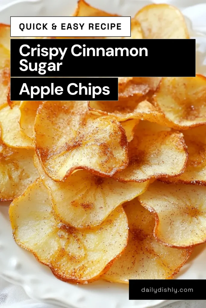 Craving a sweet and healthy treat? Try these homemade cinnamon sugar apple chips! This easy baked apple chips recipe transforms juicy apples into crispy apple snacks that are perfect for guilt-free munching. With just a few ingredients, you’ll have delicious cinnamon sugar apple chips in no time. Ideal for snacking or as a topping, these healthy apple snacks are a must-try! Save this recipe for later! #CinnamonSugarAppleChips #HealthySnacks #BakedAppleChips #CrispySnacks