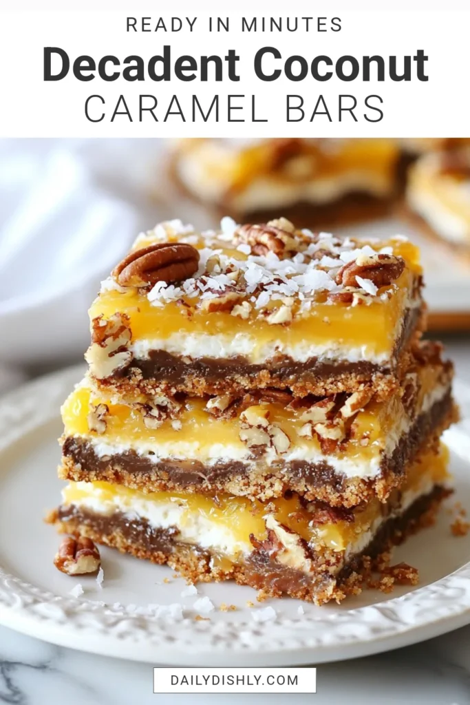 Indulge in this Coconut Caramel Magic Bars recipe that combines sweetened shredded coconut, luscious dulce de leche, and creamy chocolate for an unforgettable no-bake coconut dessert. Perfect for gatherings, these easy magic bars are a hit! Enjoy the rich flavors of chocolate coconut treats that everyone will love. Try making them today and elevate your dessert game! Don't forget to save this recipe for later! #CoconutCaramelMagicBars #NoBakeDessert #DulceDeLecheBars #EasyMagicBars