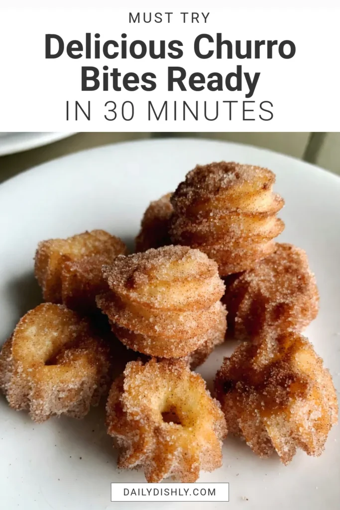 Indulge in these delightful cinnamon sugar churro bites that are perfect for any sweet tooth! This easy churro recipe makes homemade churros in no time, providing a quick dessert option for unexpected guests or a family treat. These fried churro bites are crispy on the outside and soft on the inside, coated with a heavenly cinnamon sugar blend. Try this recipe today and enjoy a taste of heaven! Save for later! #ChurroRecipe #DessertIdeas #QuickDesserts #HomemadeChurros