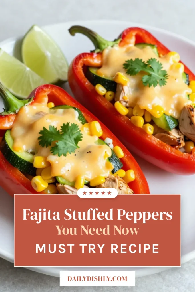 Discover the deliciousness of Chicken Fajita Stuffed Peppers! This healthy stuffed pepper recipe combines easy chicken fajitas with colorful baked stuffed bell peppers for a satisfying Mexican chicken dinner. Filled with tender chicken, veggies, and melted cheese, it's perfect for a cozy weeknight meal. Try this simple recipe today, and enjoy a tasty twist on dinner! Save this for your next cooking adventure! #ChickenFajitaStuffedPeppers #HealthyRecipes #MexicanDinner #StuffedPeppers